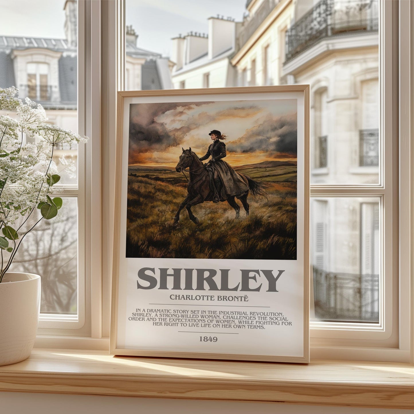 Shirley bookish book poster framed on wall – historical fiction wall art