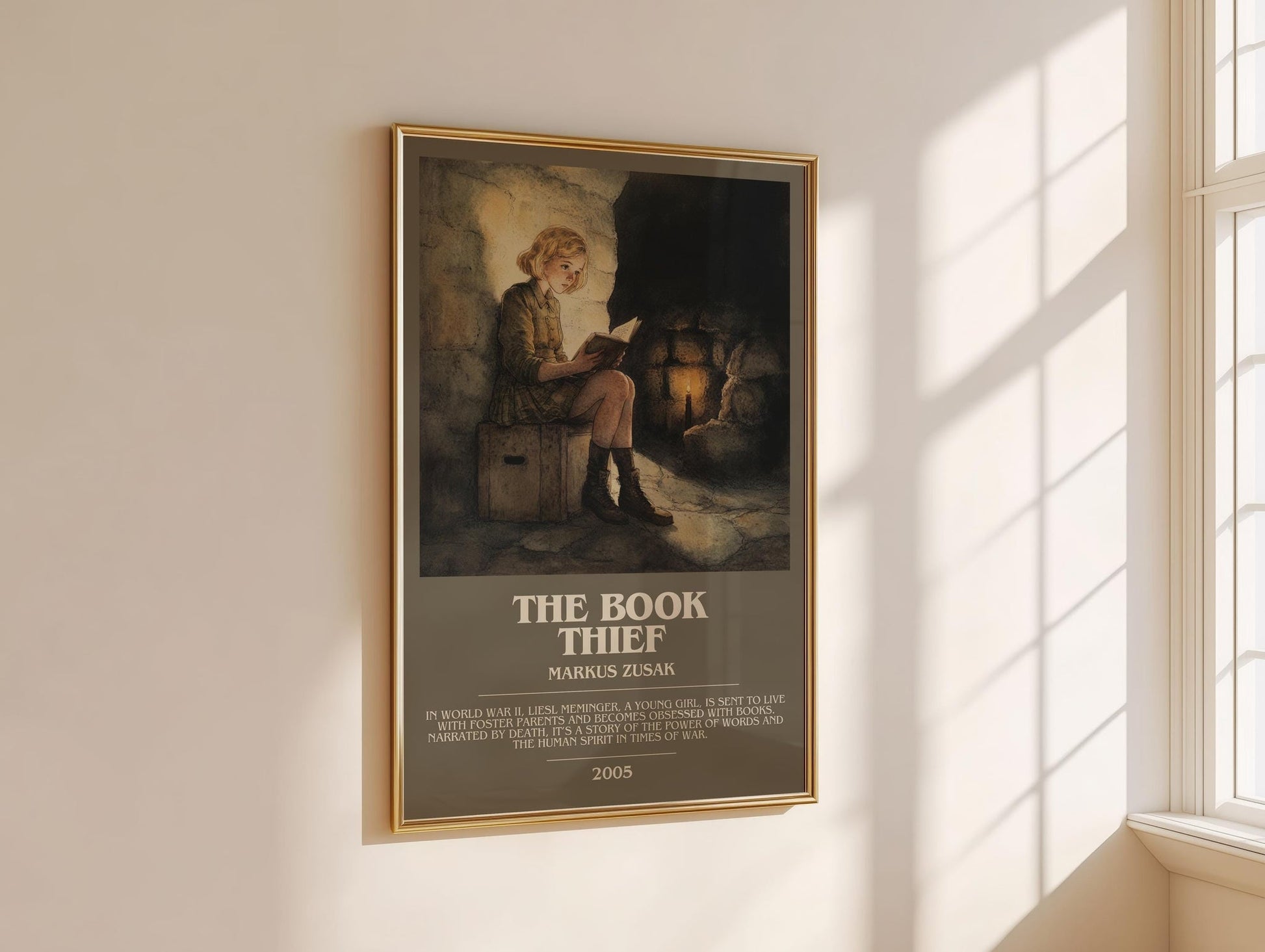 The Book Thief bookish book poster framed on wall – historical fiction wall art