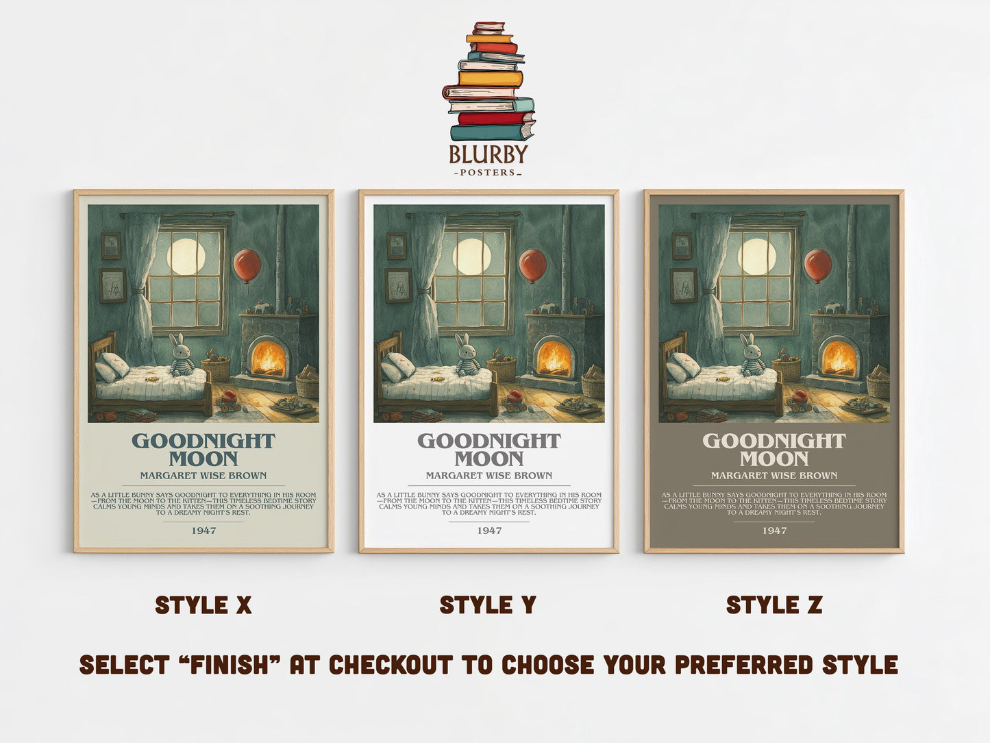 Goodnight Moon by Margaret Wise Brown | Descriptive Modern Book Art | Poster