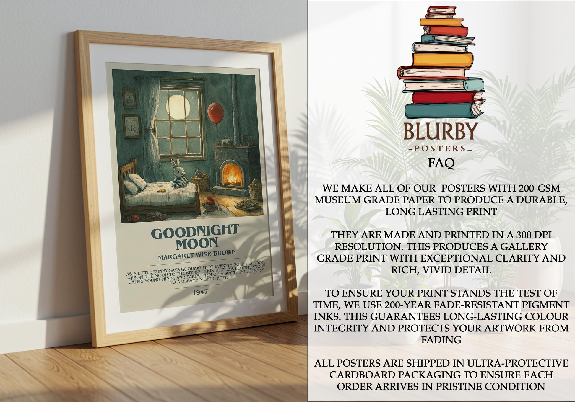 Goodnight Moon by Margaret Wise Brown | Descriptive Modern Book Art | Poster