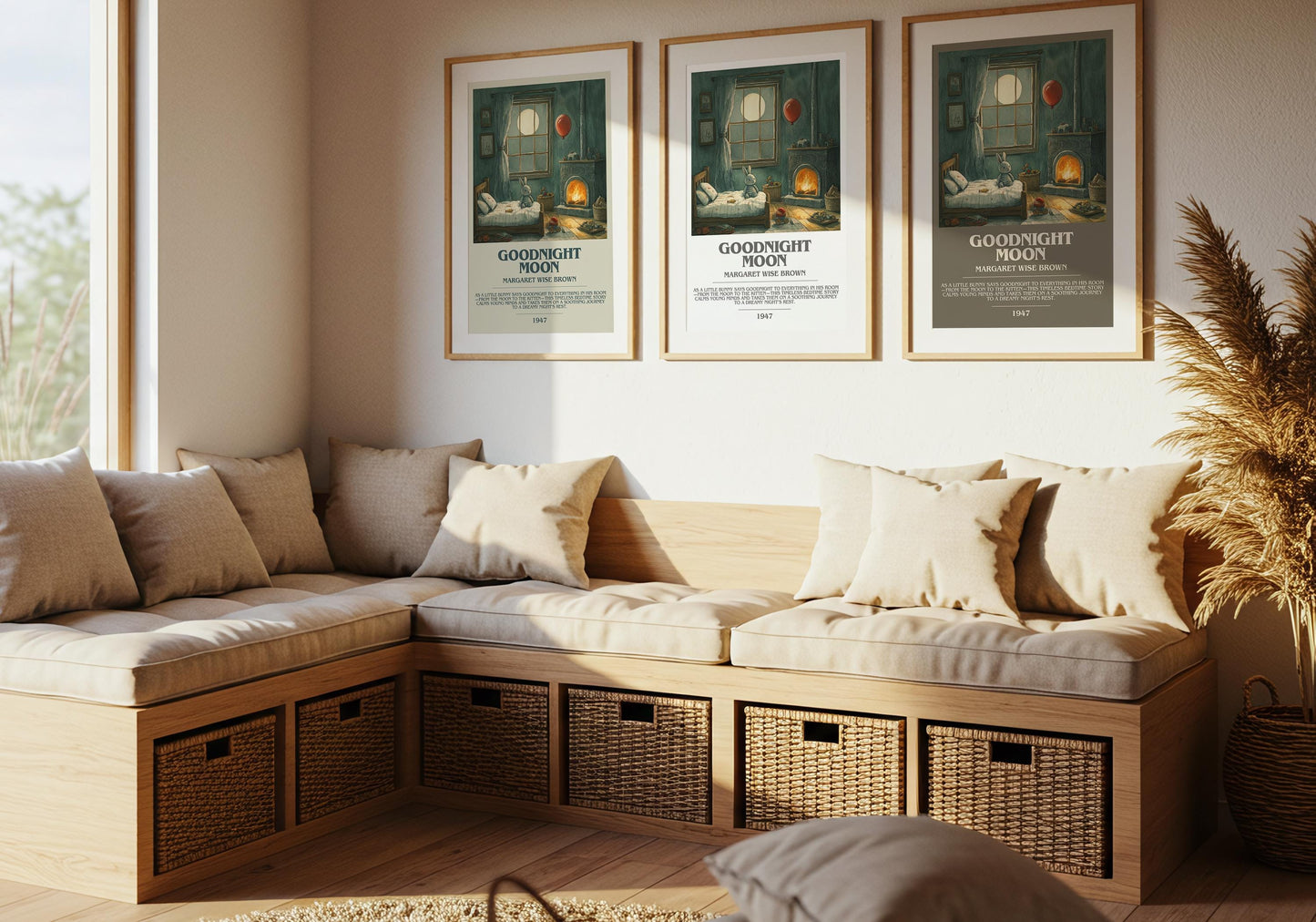 Goodnight Moon by Margaret Wise Brown | Descriptive Modern Book Art | Poster