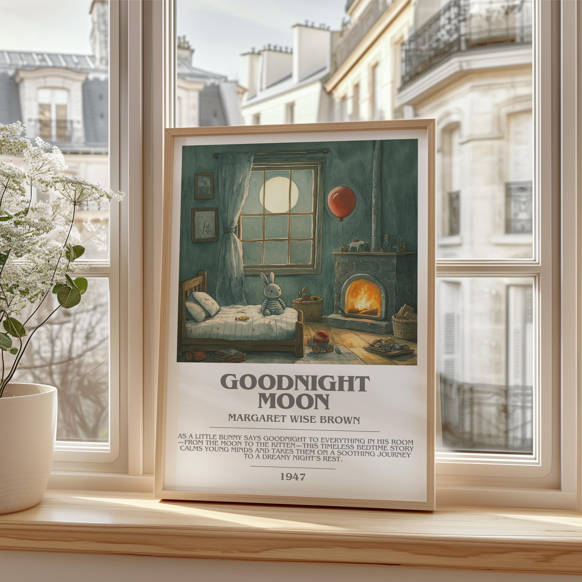 Goodnight Moon by Margaret Wise Brown | Descriptive Modern Book Art | Poster