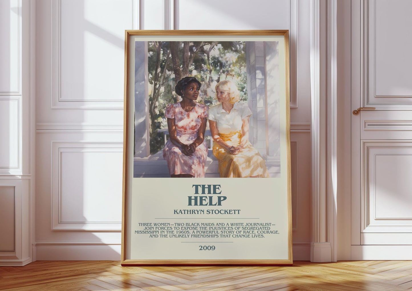 The Help bookish print in frame leaning in hallway – historical fiction wall art