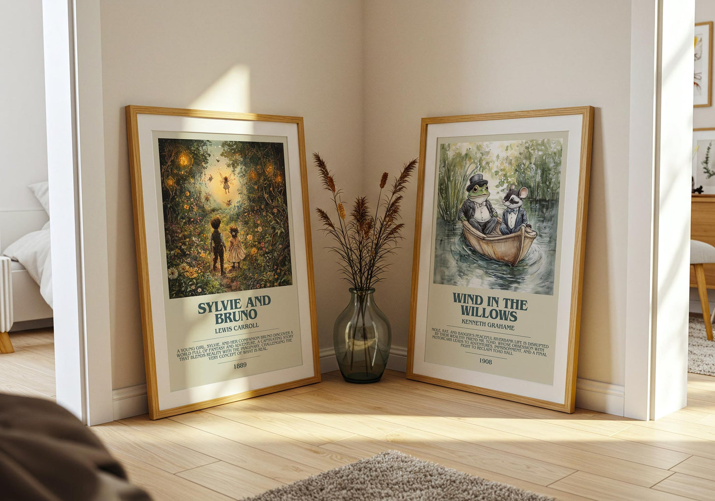 Sylvie and Bruno bookish poster paired in gallery wall – literary art prints