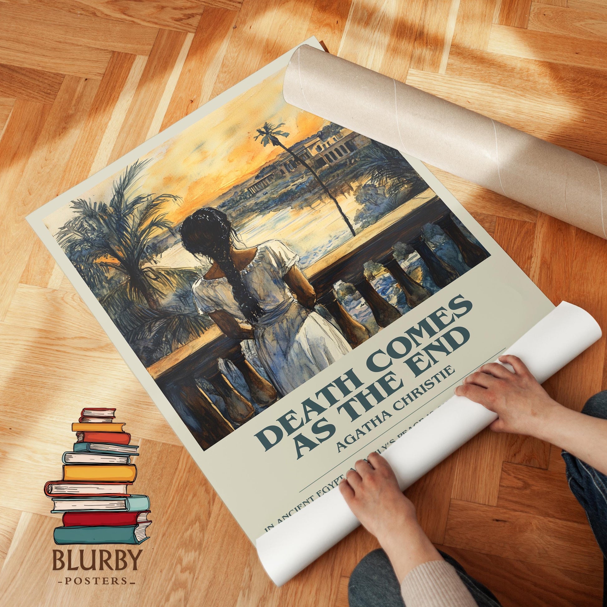 Death Comes as the End book poster packaging – museum-quality print rolled in protective tube