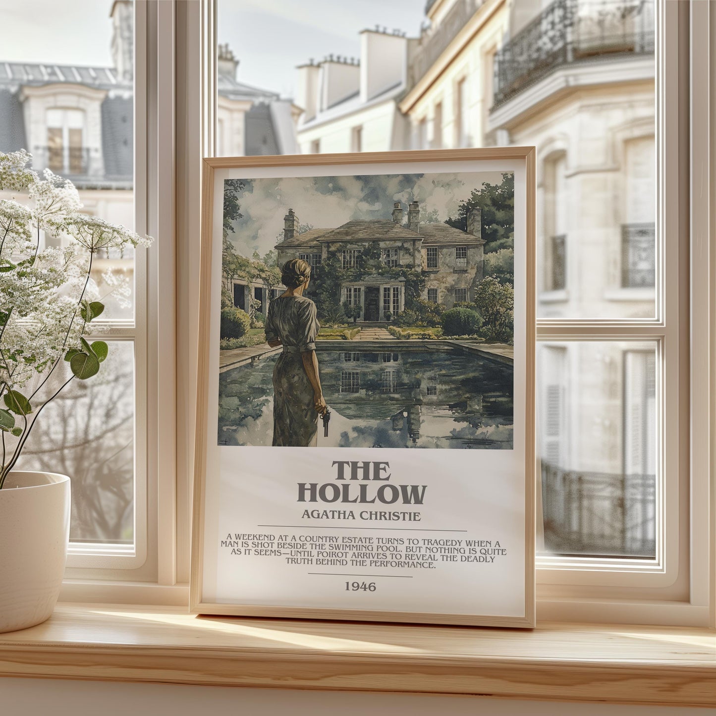The Hollow bookish print framed by window – literary home decor