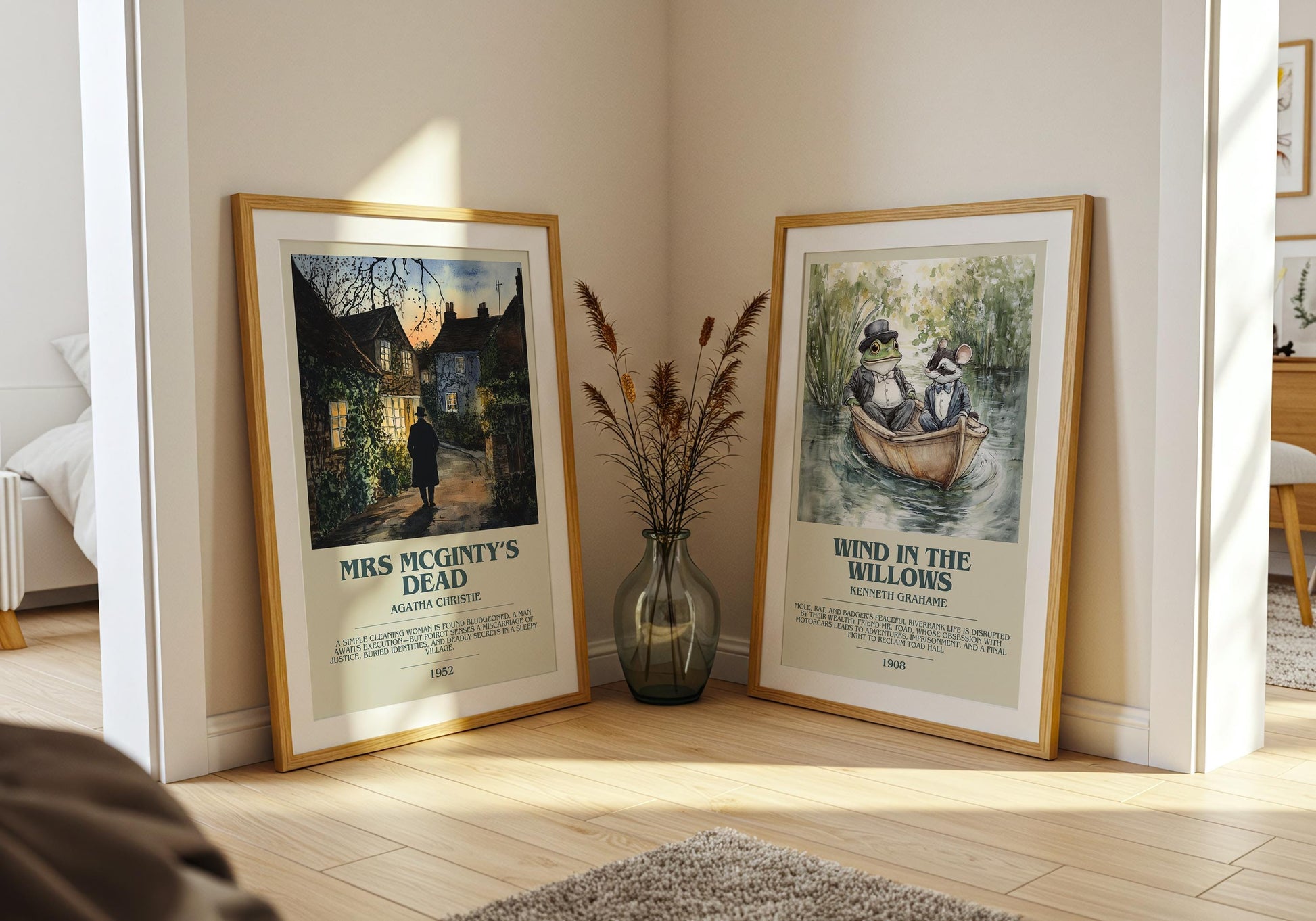 Mrs McGinty's Dead bookish poster paired in gallery wall – literary art prints