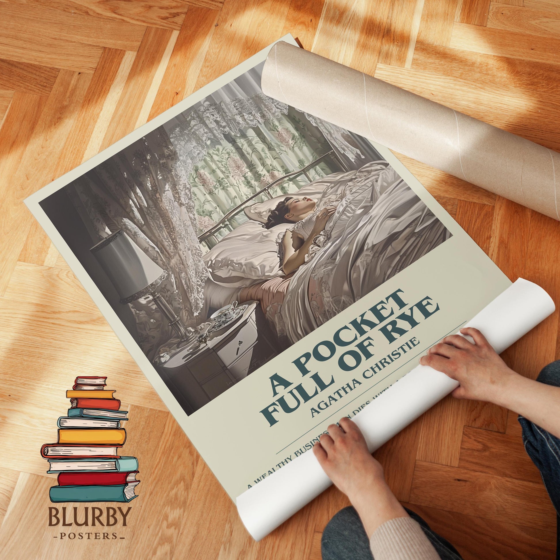 A Pocket Full of Rye book poster packaging – museum-quality print rolled in protective tube