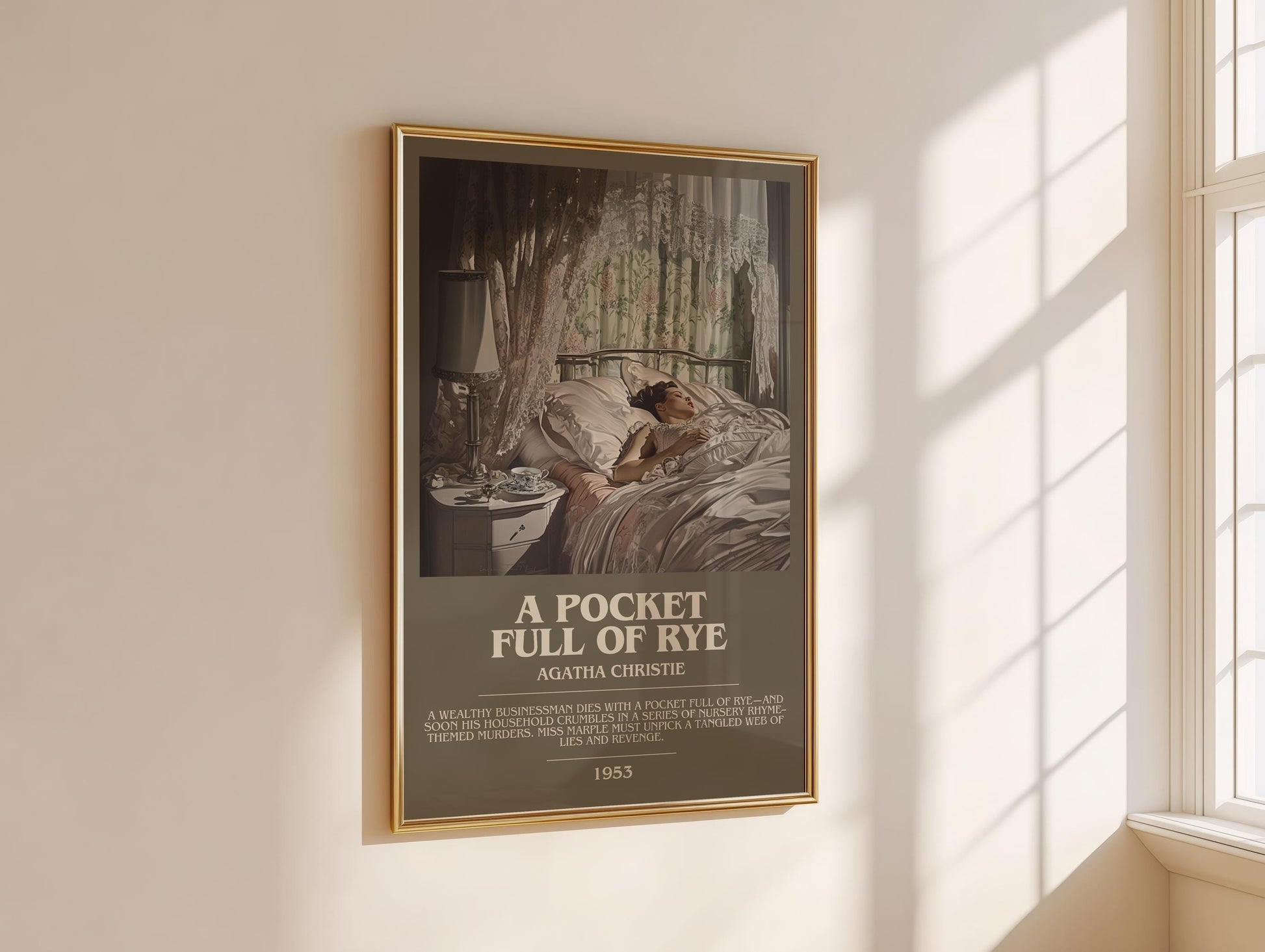 A Pocket Full of Rye bookish book poster framed on wall – mystery wall art