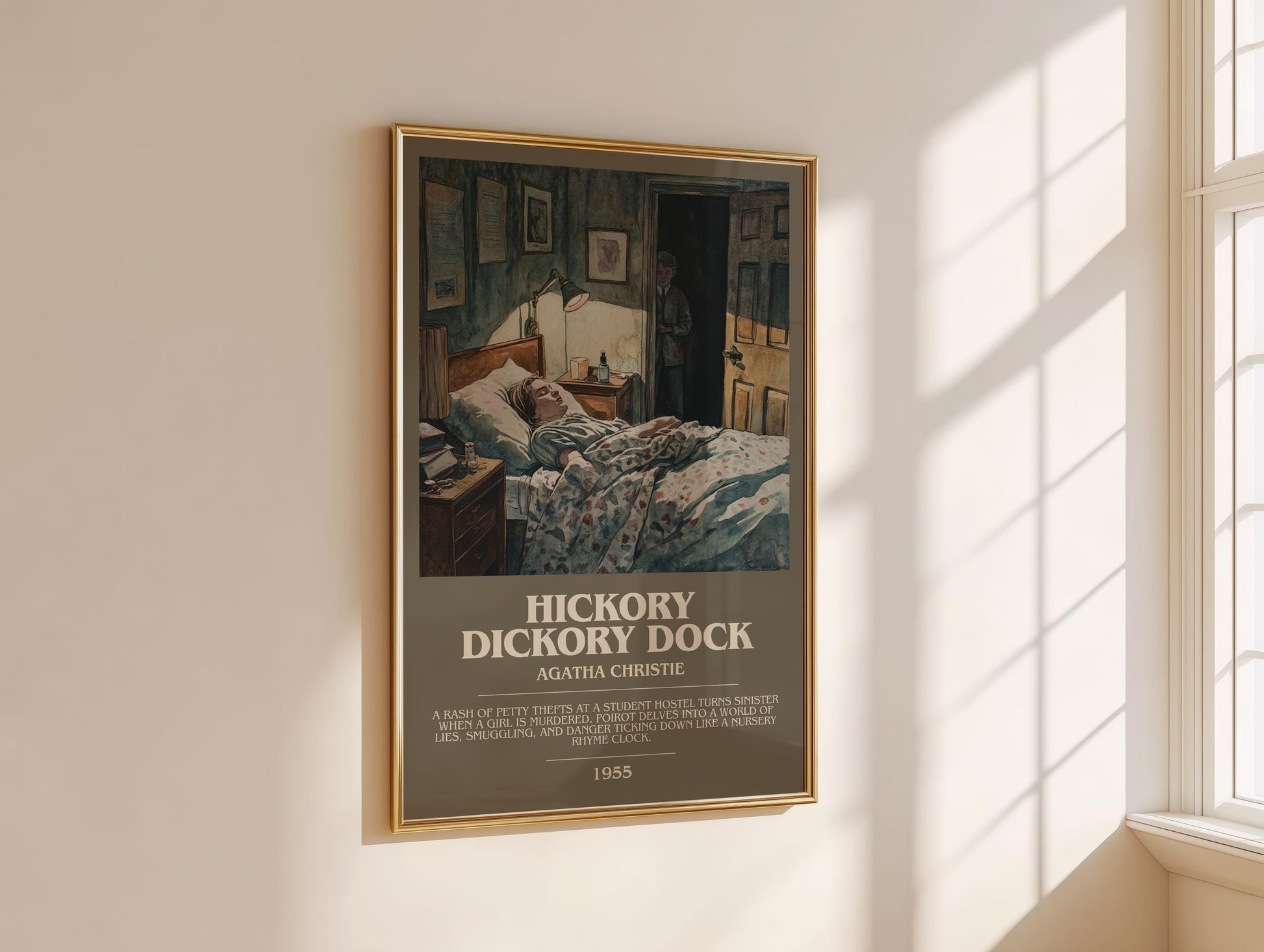 Hickory Dickory Dock bookish book poster framed on wall – mystery wall art