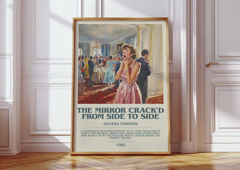 The Mirror Crack'd from Side to Side bookish print in frame leaning in hallway – mystery wall art