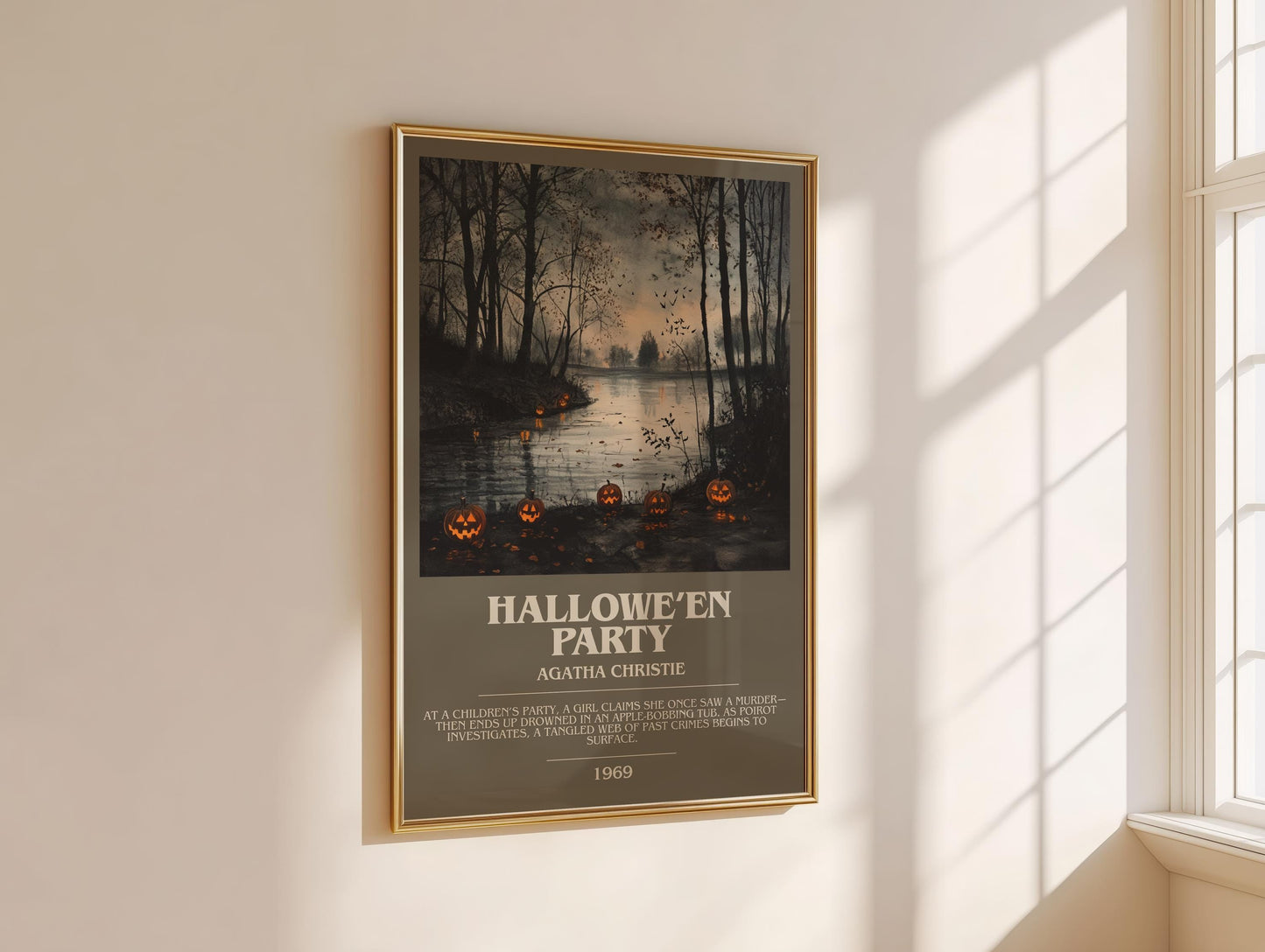 Hallowe'en Party bookish book poster framed on wall – mystery wall art