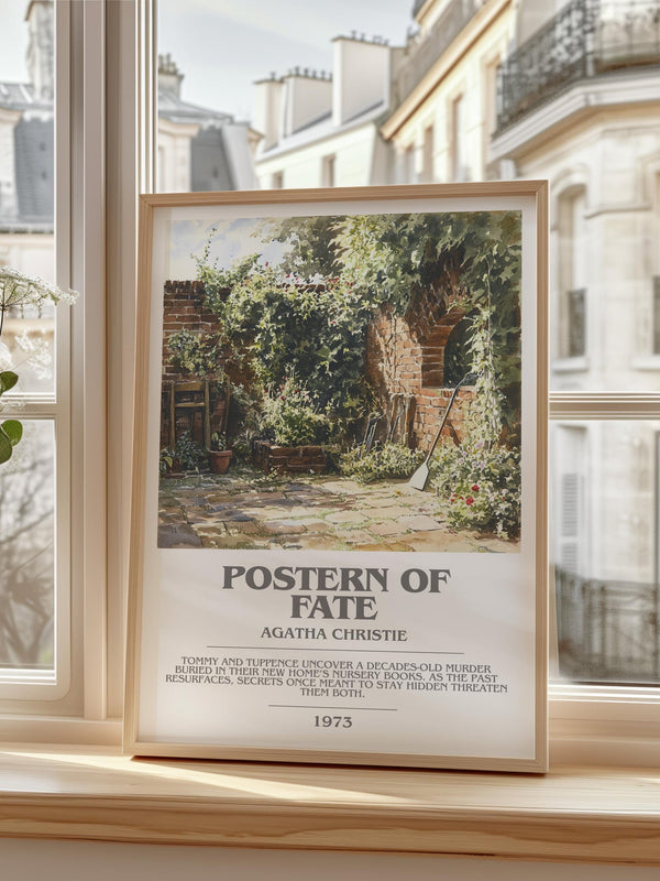 Postern of Fate bookish print framed by window – literary home decor