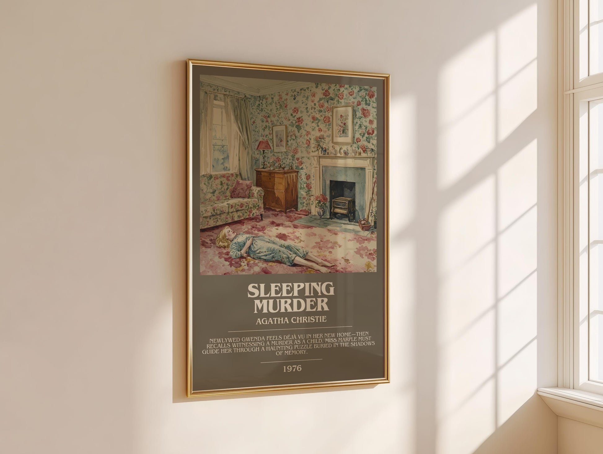 Sleeping Murder bookish book poster framed on wall – mystery wall art