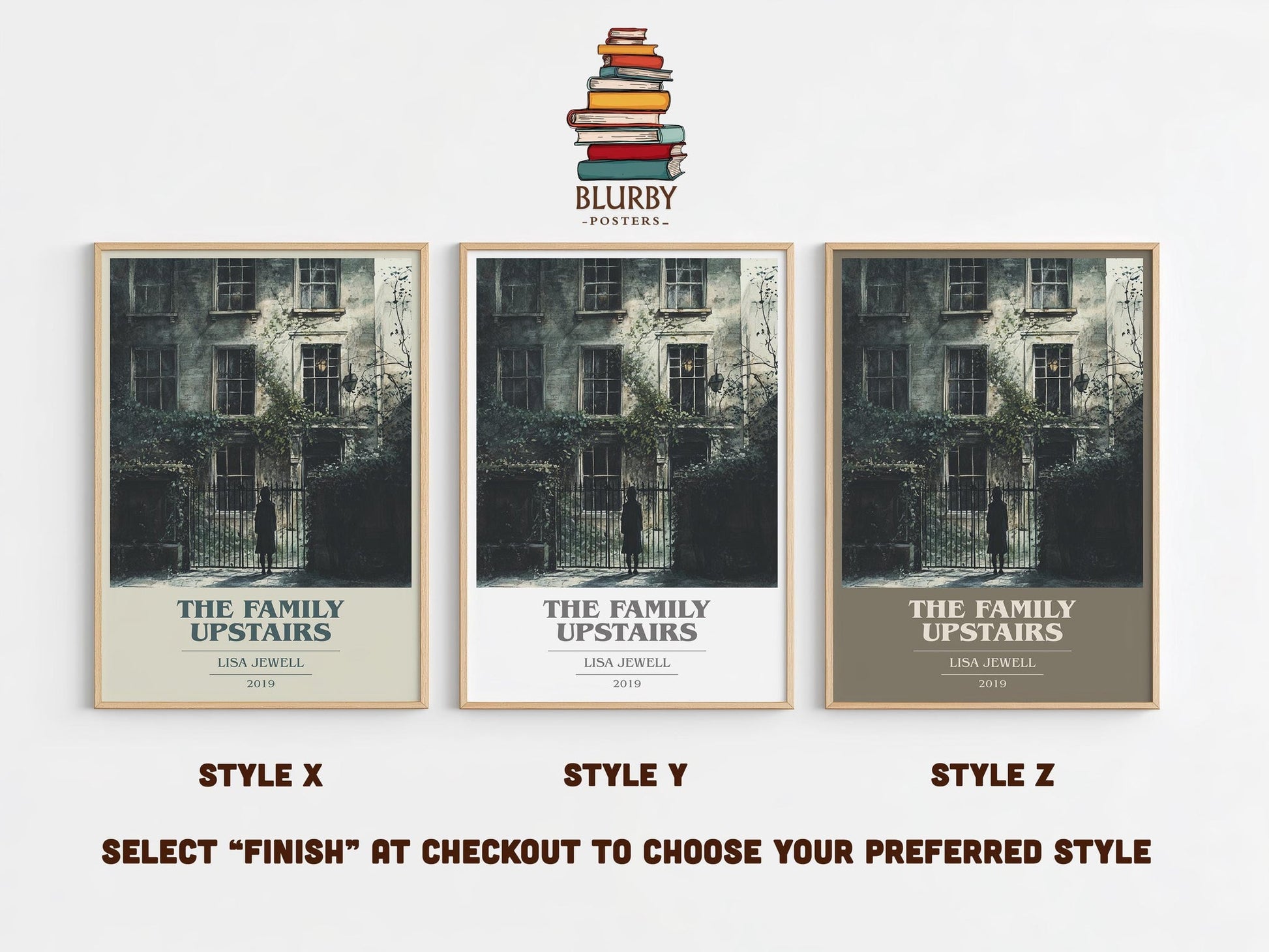 The Family Upstairs book cover poster colour and style options – Lisa Jewell book art