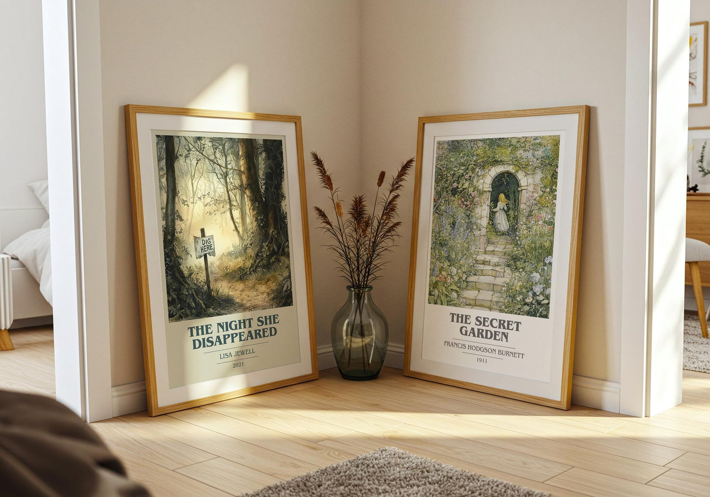 The Night She Disappeared book cover poster paired in gallery wall – literary art prints