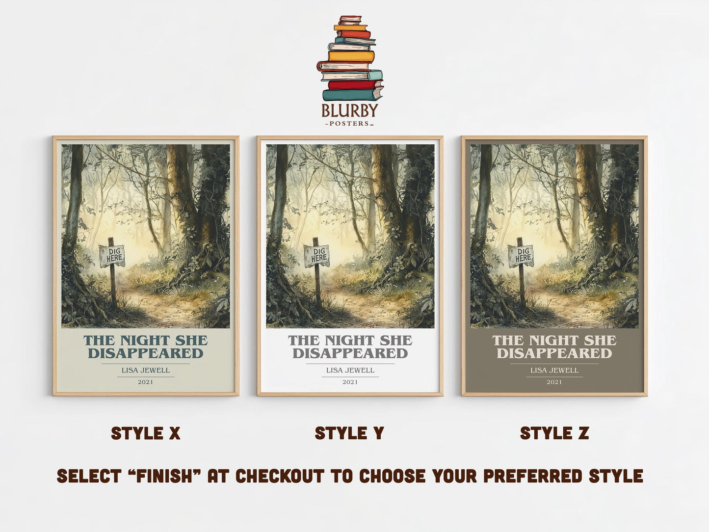 The Night She Disappeared book cover poster colour and style options – Lisa Jewell book art