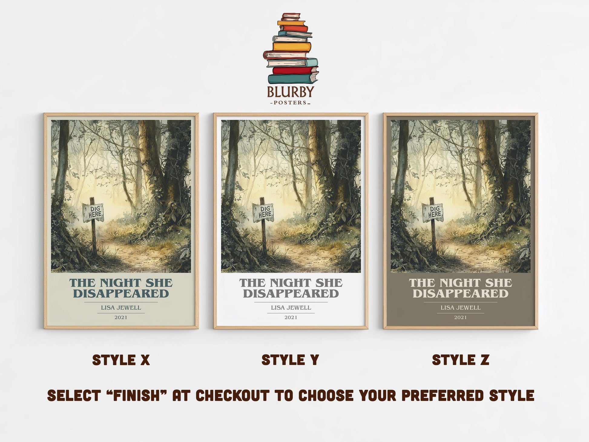 The Night She Disappeared book cover poster colour and style options – Lisa Jewell book art