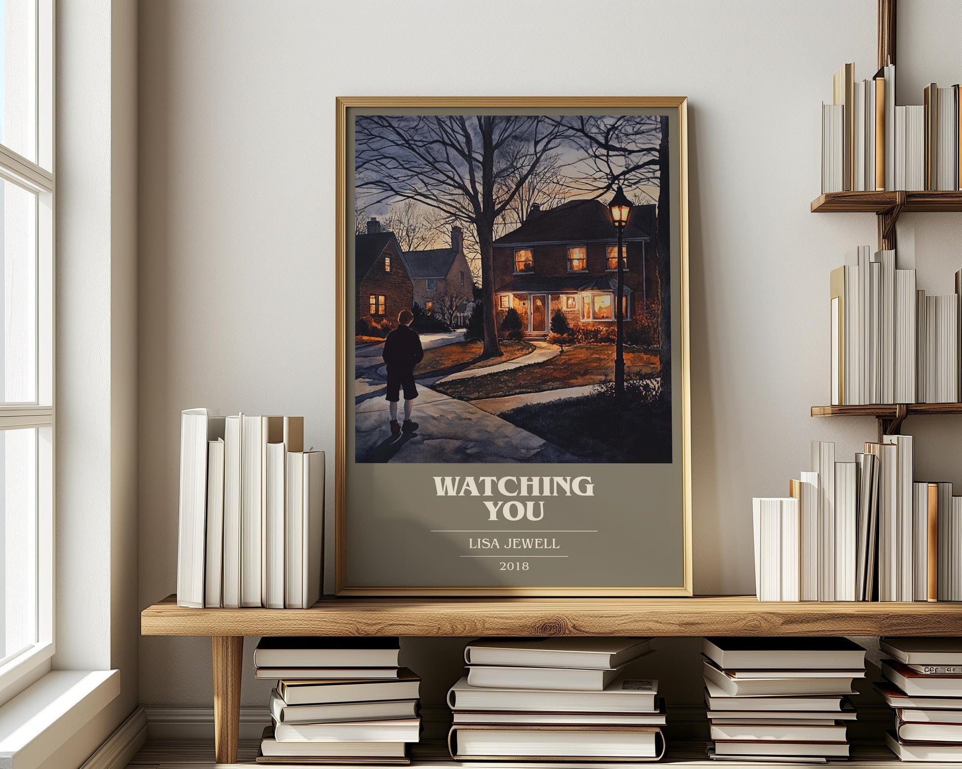 Watching You book cover print on bookshelf – Lisa Jewell fan gift