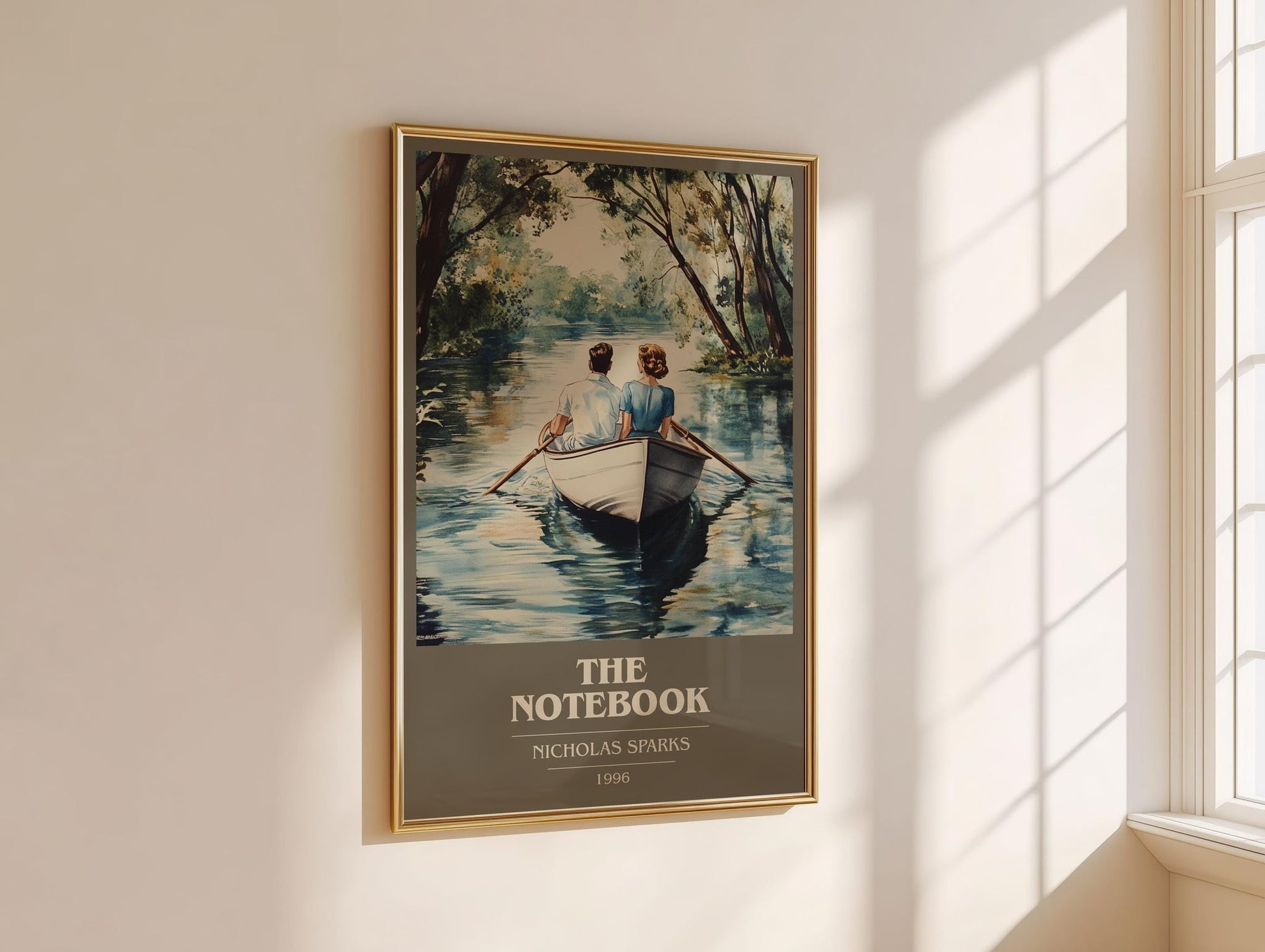 The Notebook book cover print on bookshelf – Nicholas Sparks fan gift