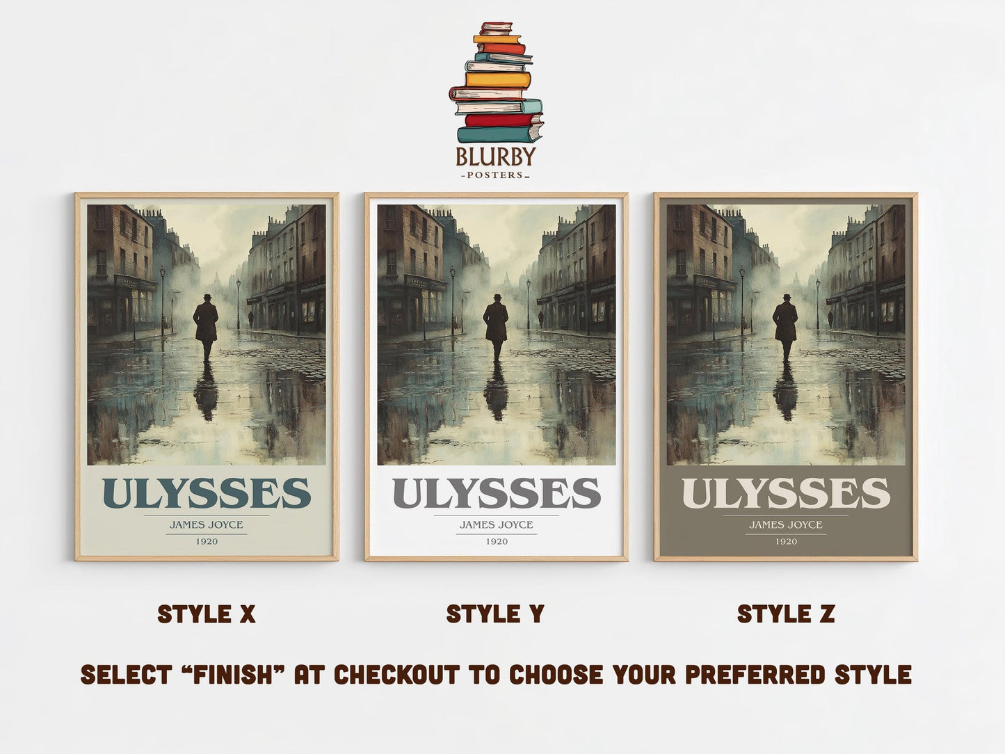 Ulysses book cover poster colour and style options – James Joyce book art