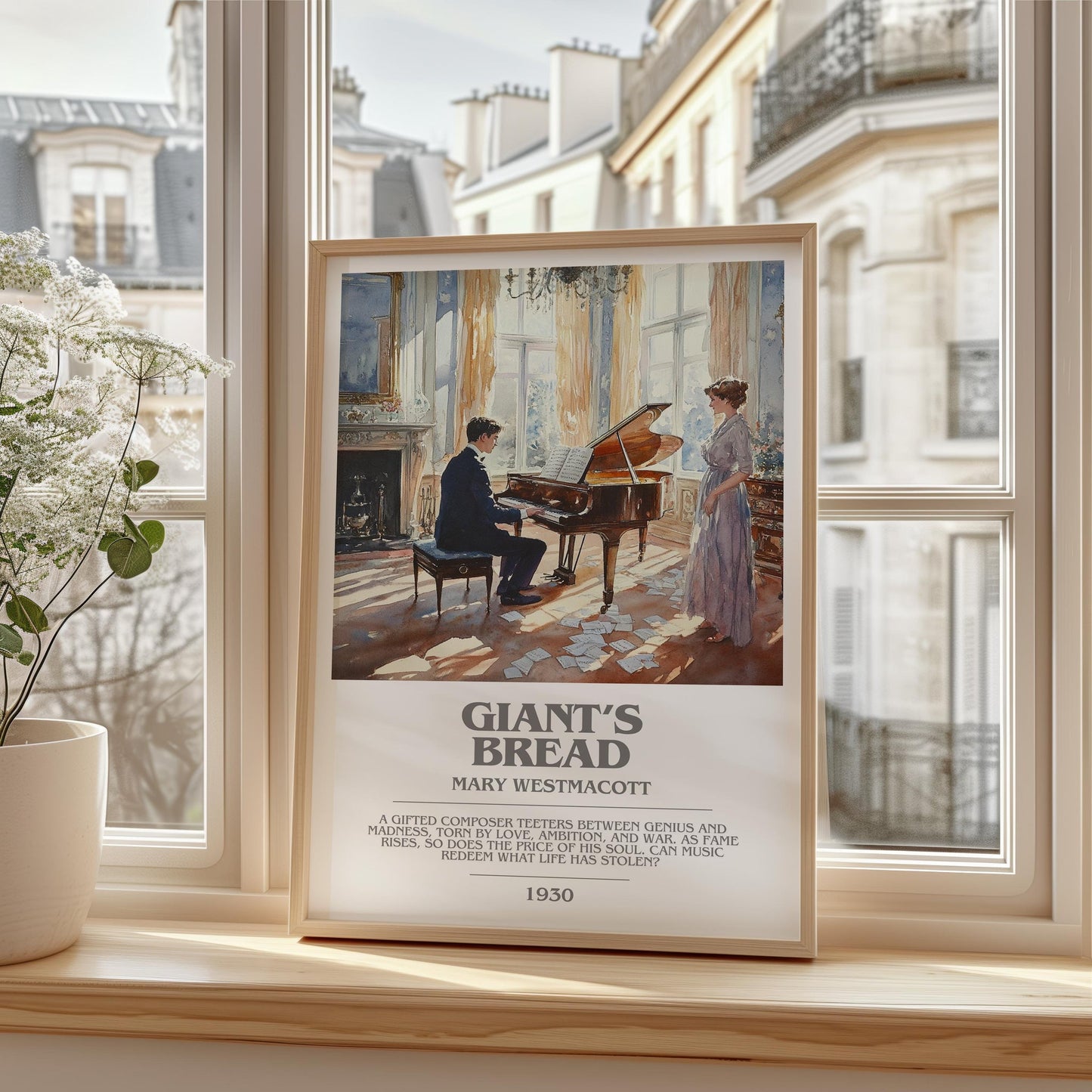 Giant’s Bread bookish print framed by window – literary home decor