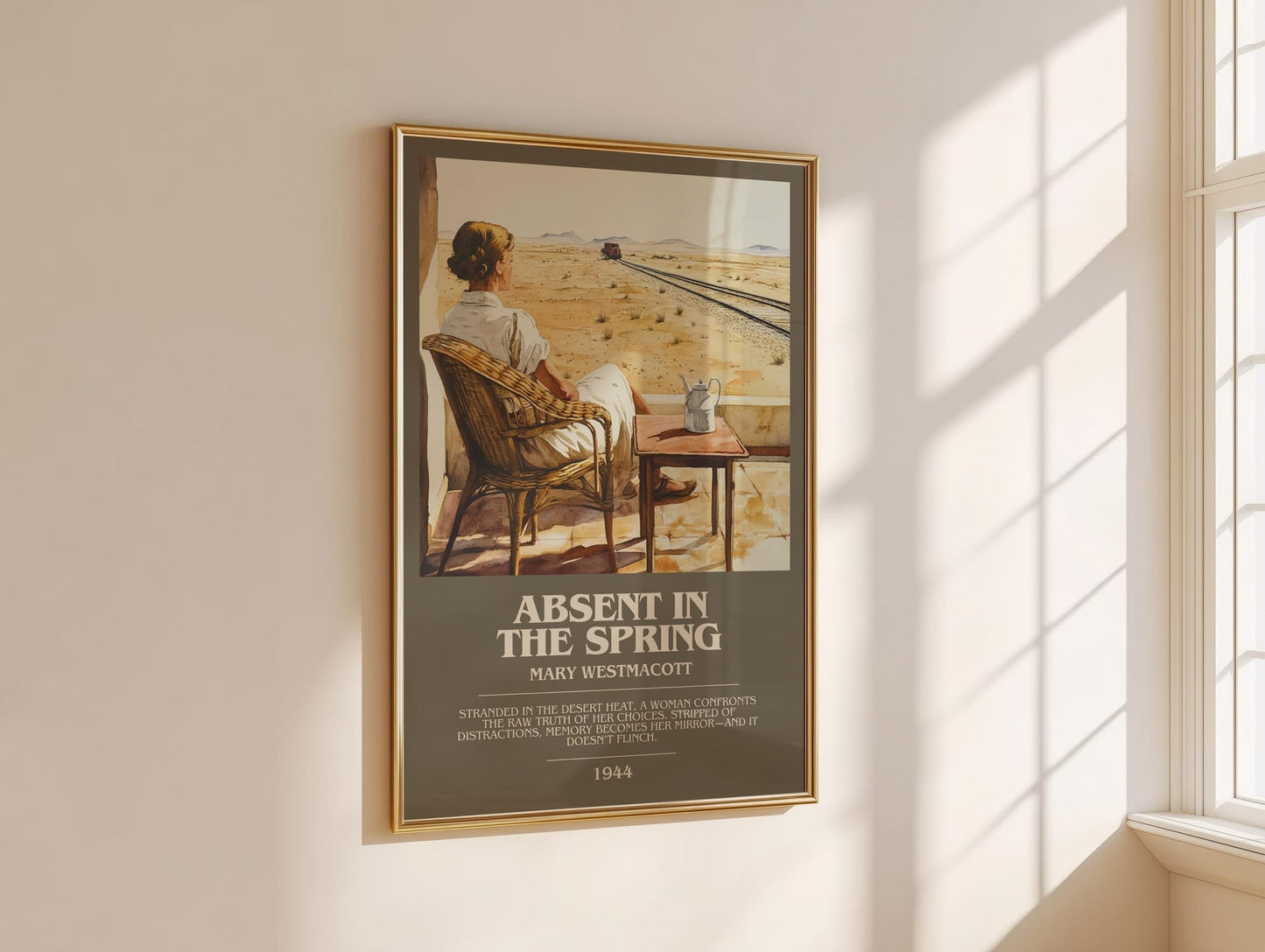 Absent In The Spring bookish book poster framed on wall – romance wall art