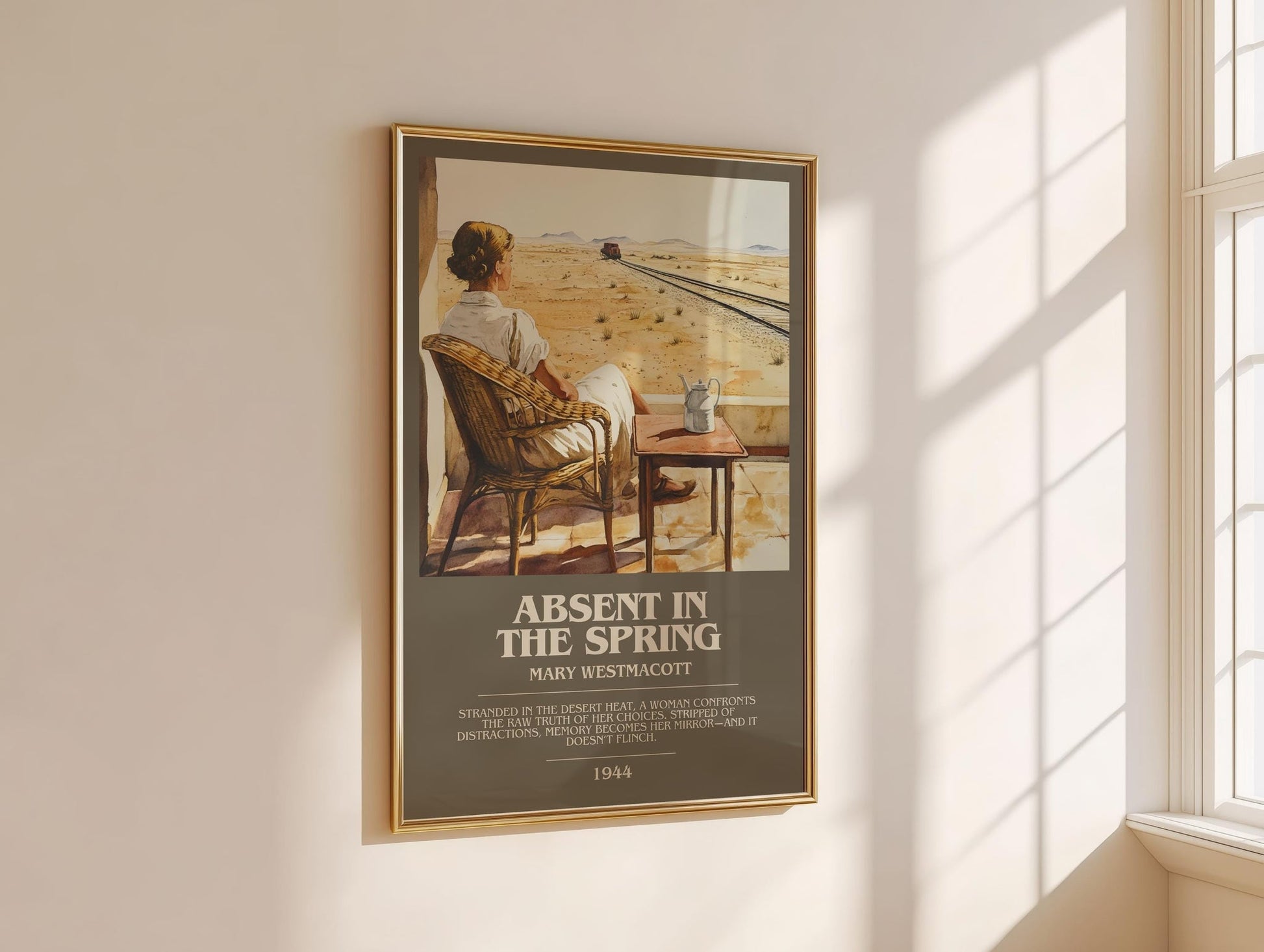 Absent In The Spring bookish book poster framed on wall – romance wall art