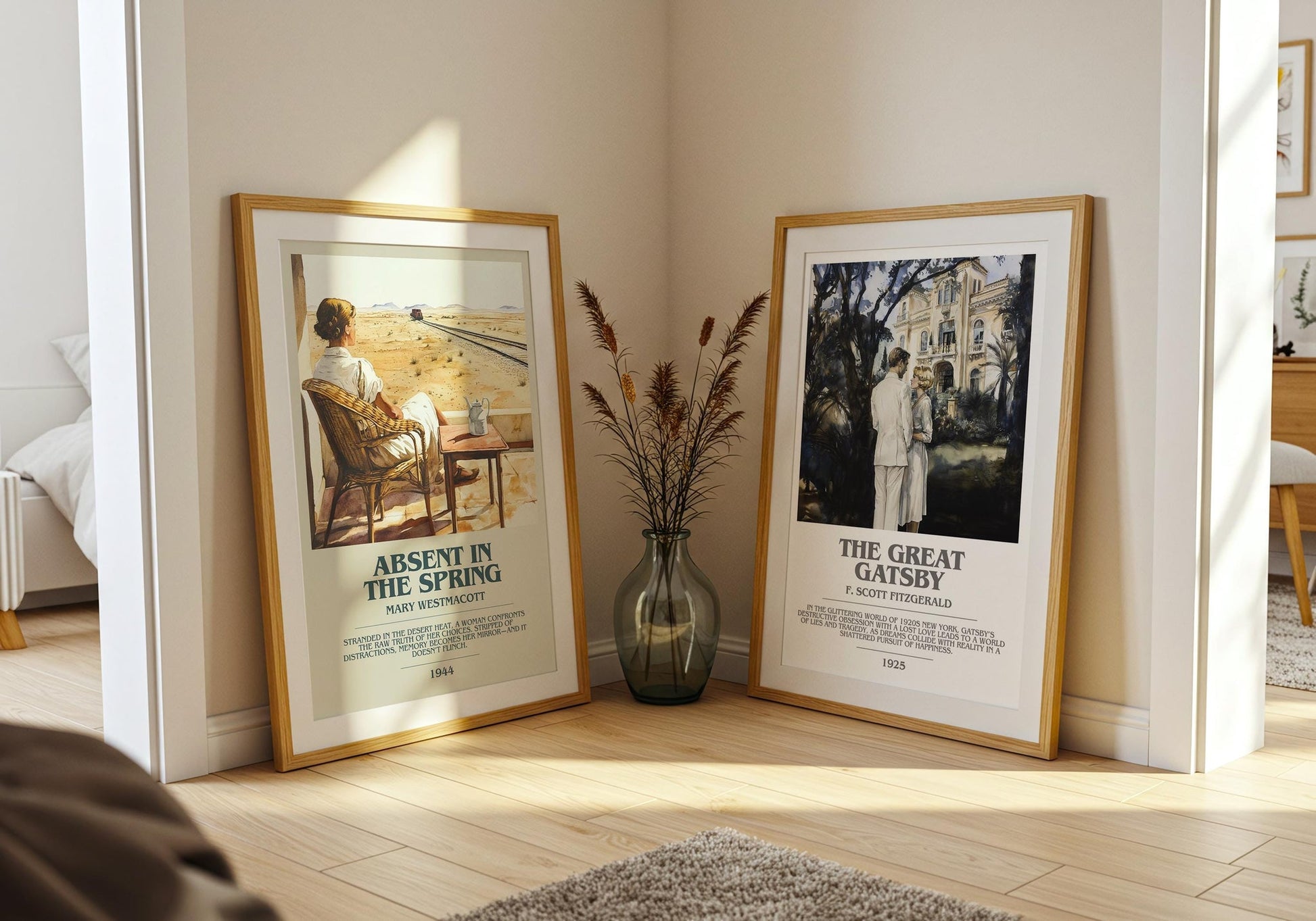 Absent In The Spring bookish poster paired in gallery wall – literary art prints