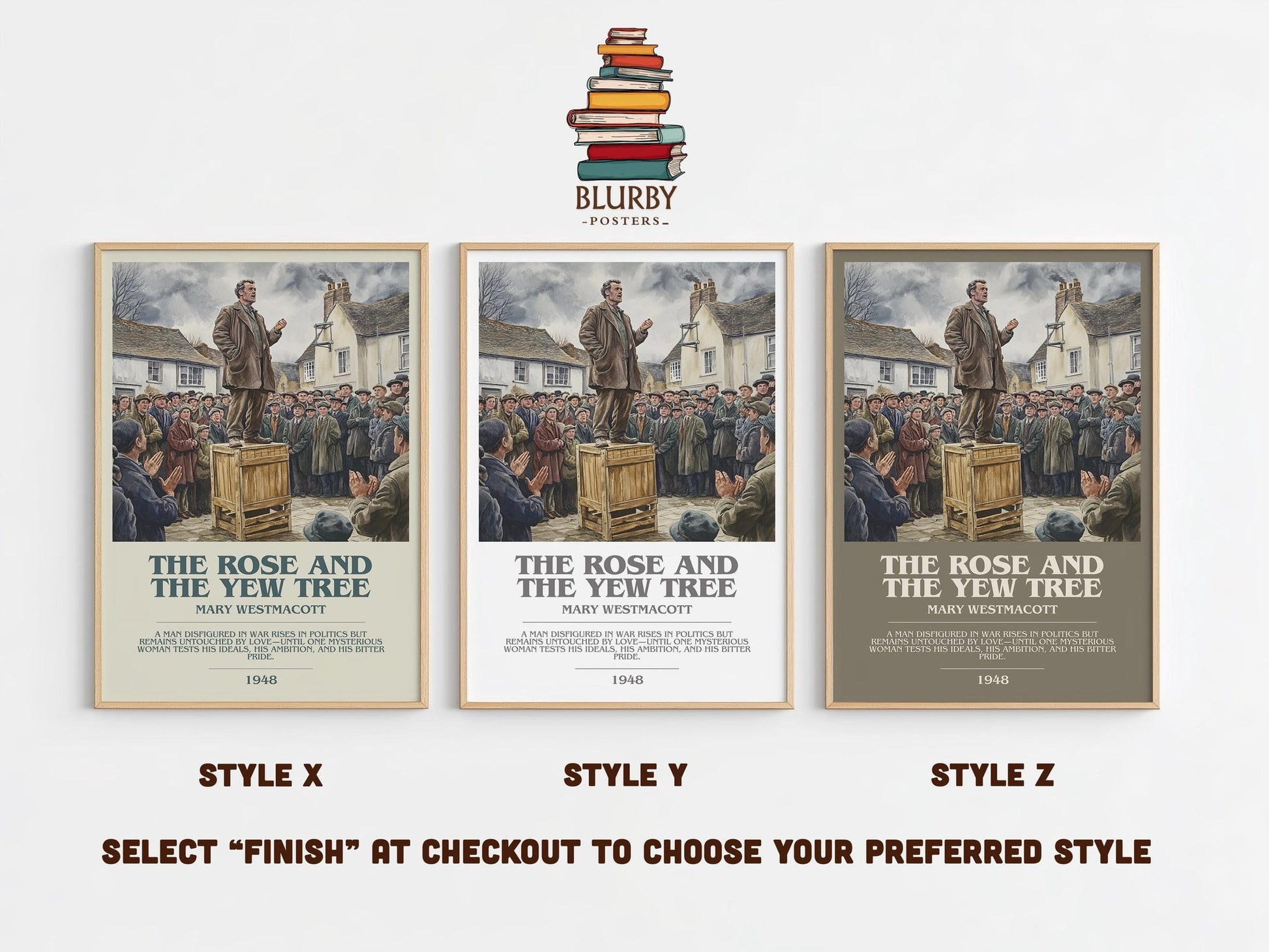 The Rose And The Yew Tree bookish poster colour and style options – Mary Westmacott book art
