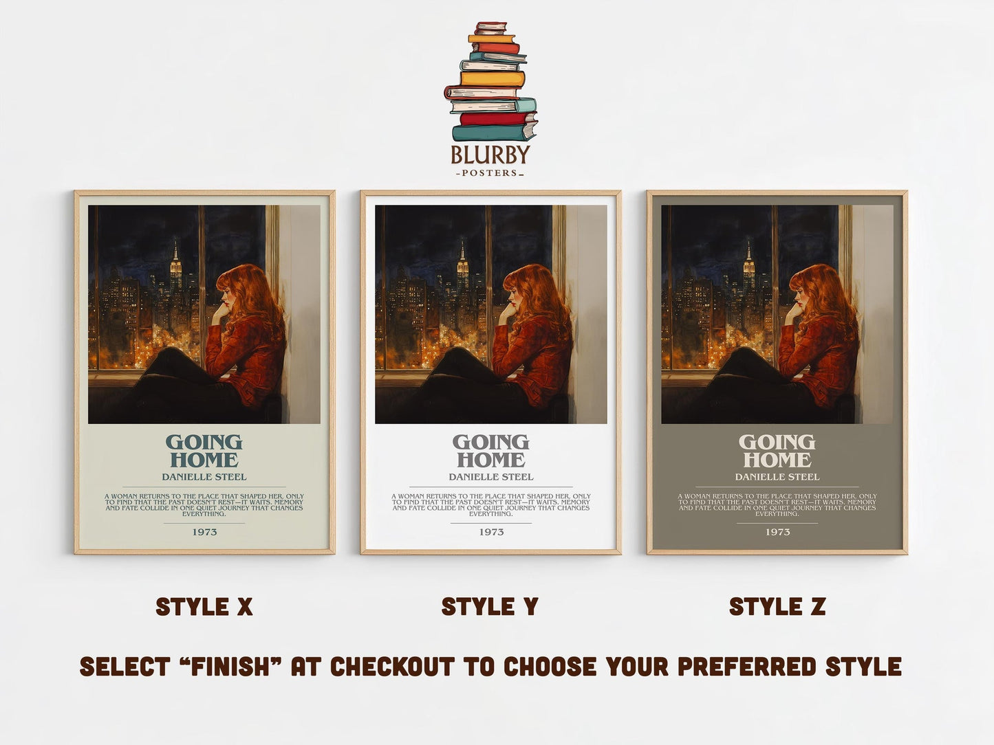 Going Home bookish poster colour and style options – Danielle Steel book art