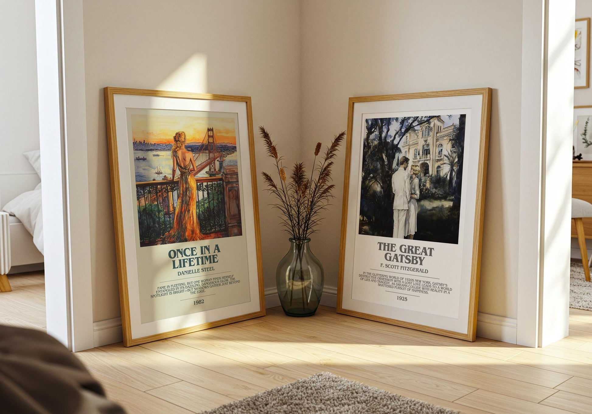 Once in a Lifetime bookish poster paired in gallery wall – literary art prints
