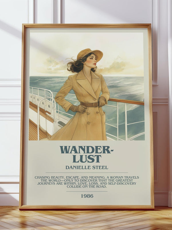 Wanderlust bookish print in frame leaning in hallway – romance wall art