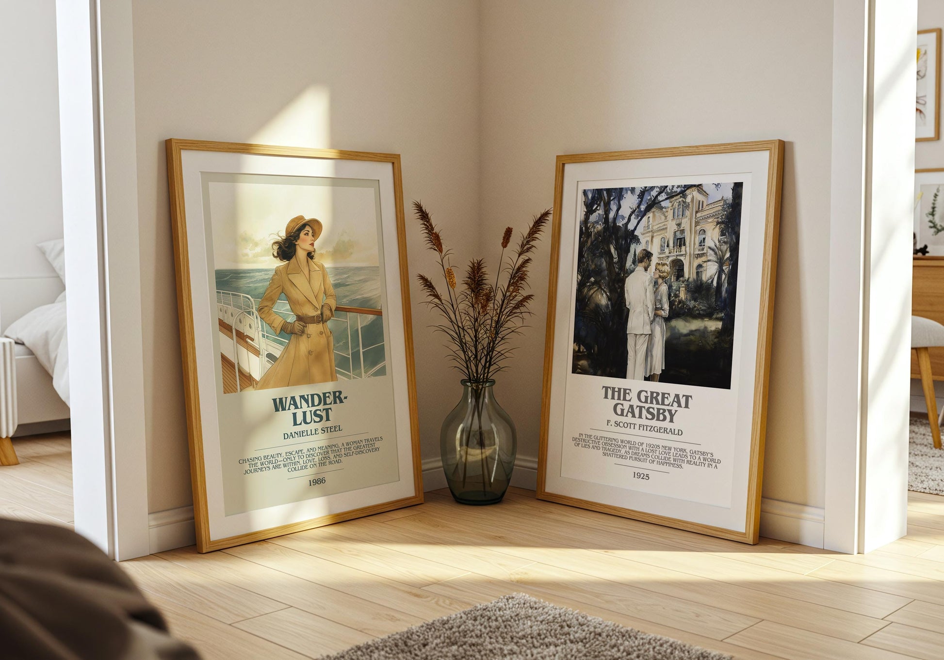 Wanderlust bookish poster paired in gallery wall – literary art prints