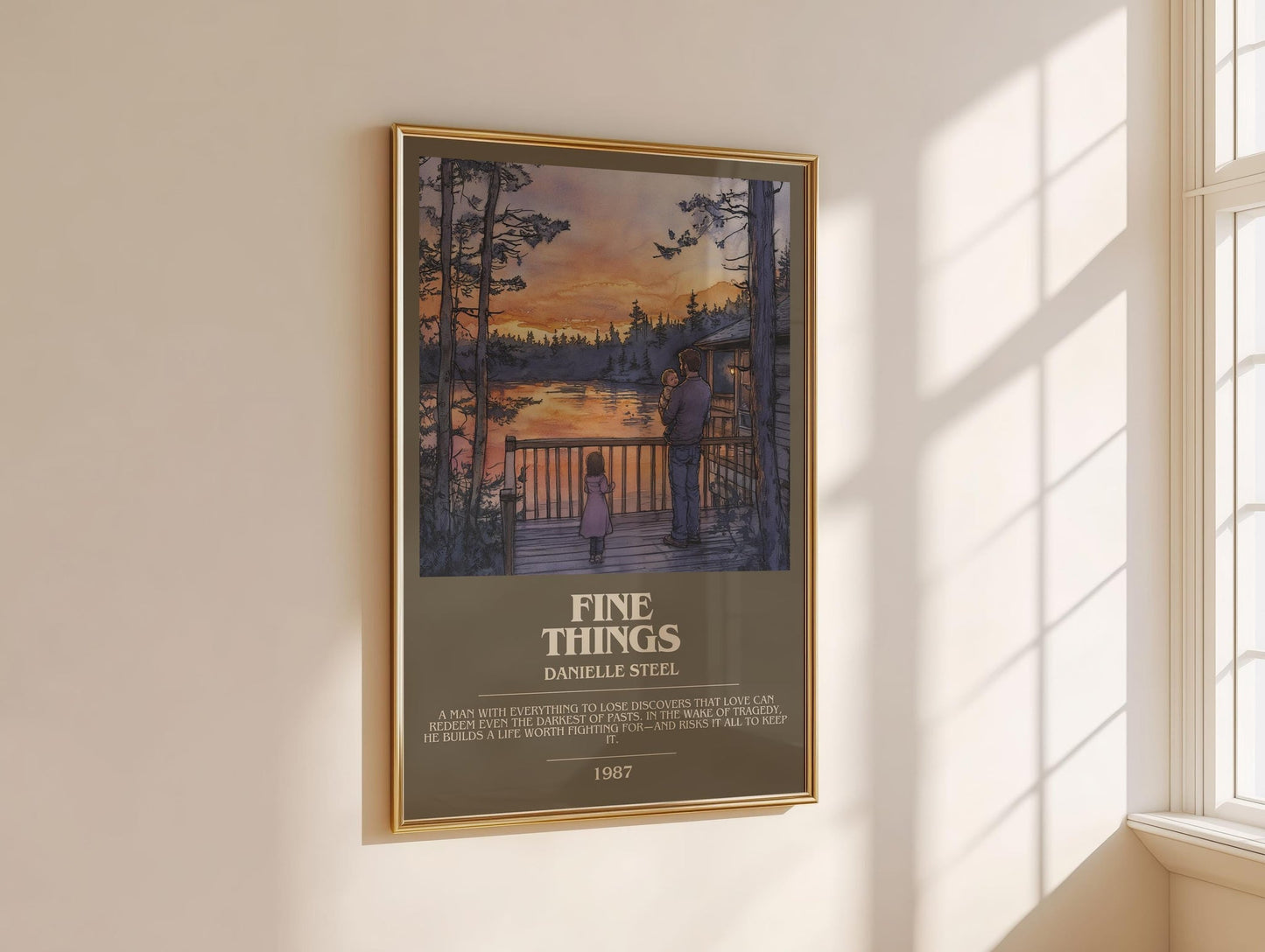 Fine Things bookish book poster framed on wall – romance wall art