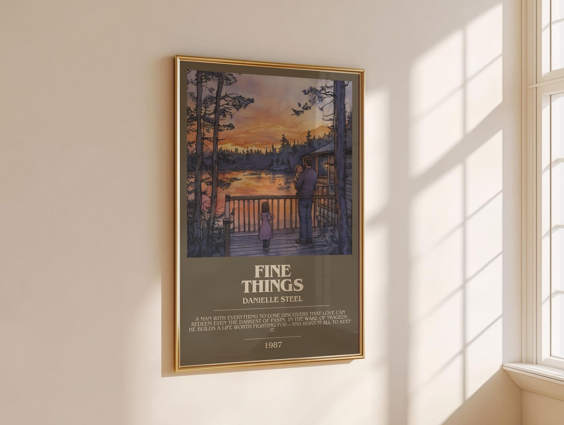 Fine Things bookish book poster framed on wall – romance wall art