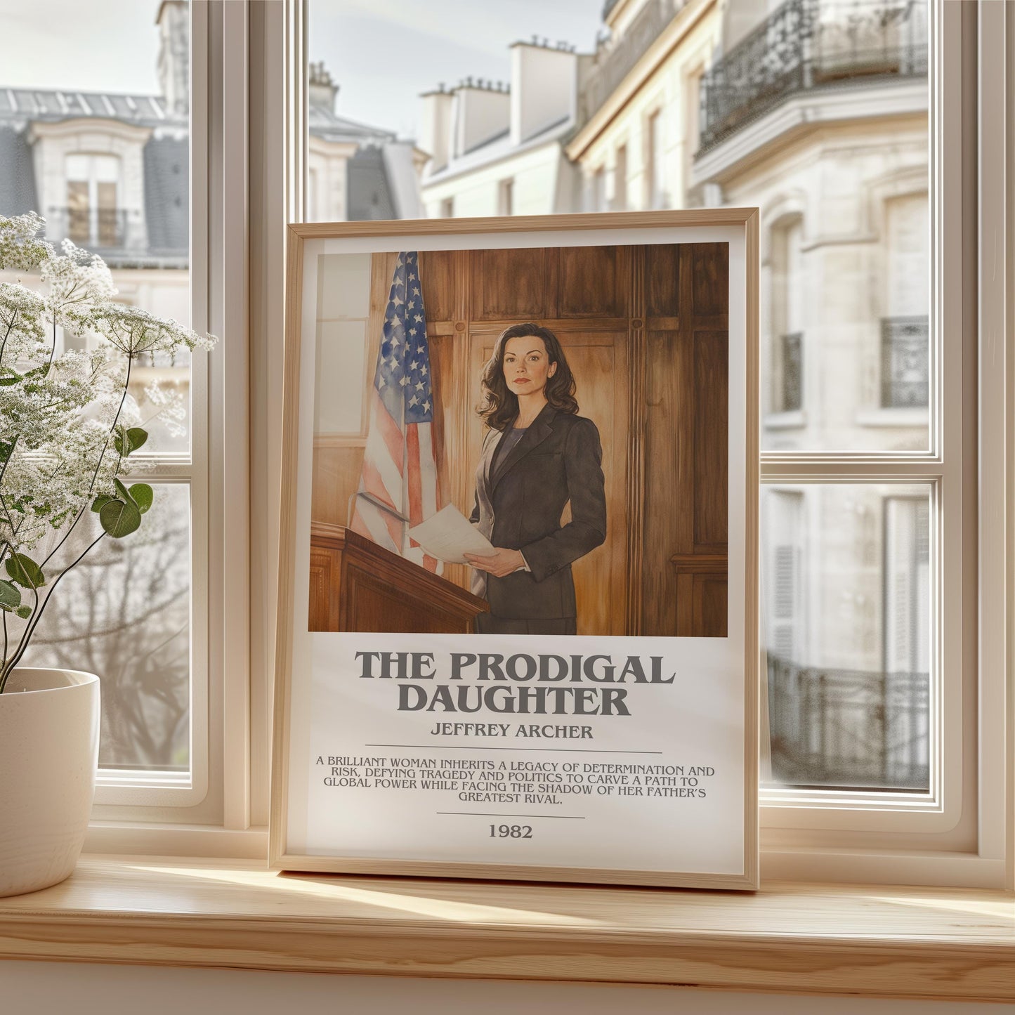 The Prodigal Daughter bookish print framed by window – literary home decor