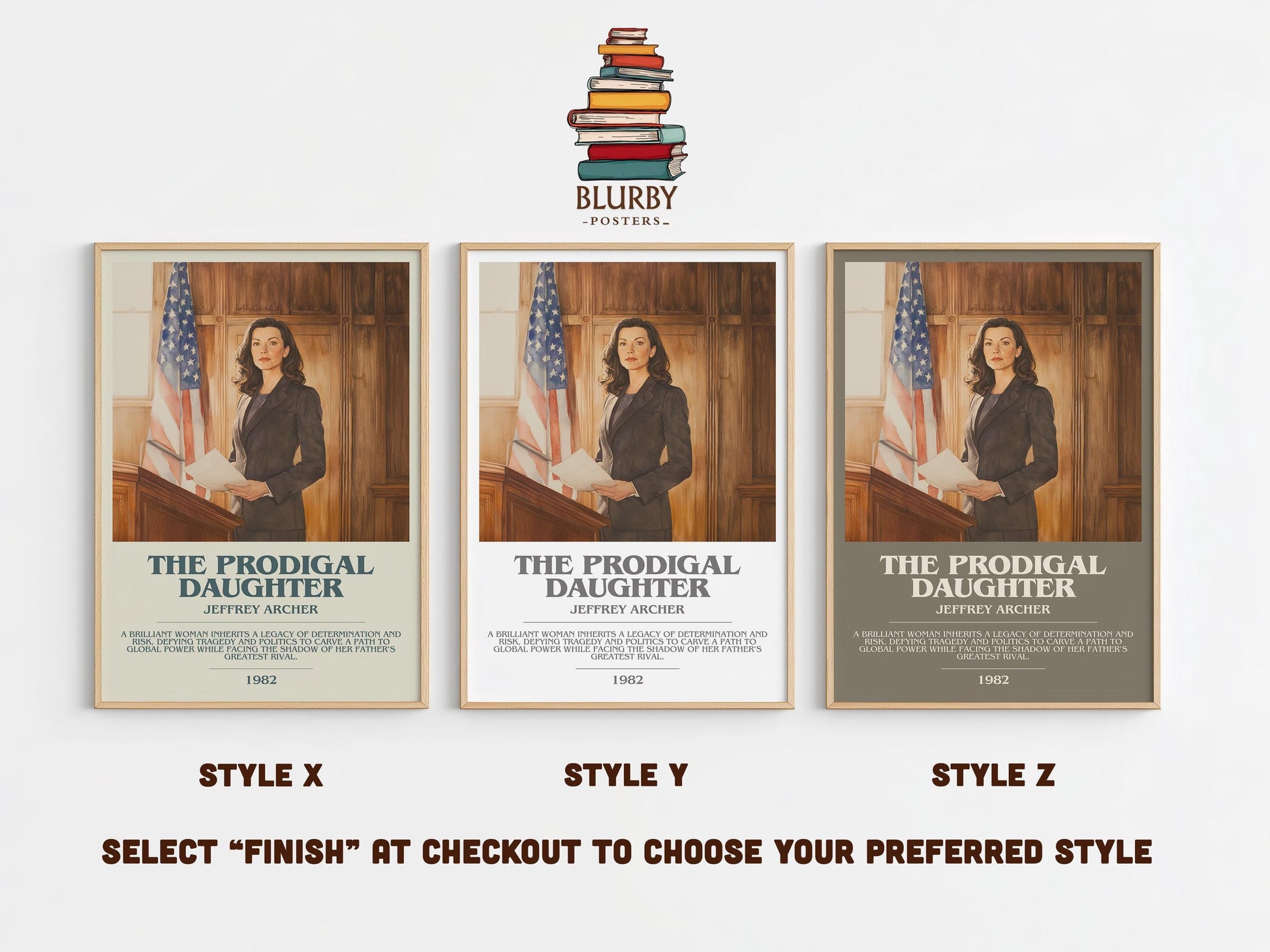 The Prodigal Daughter bookish poster colour and style options – Jeffrey Archer book art