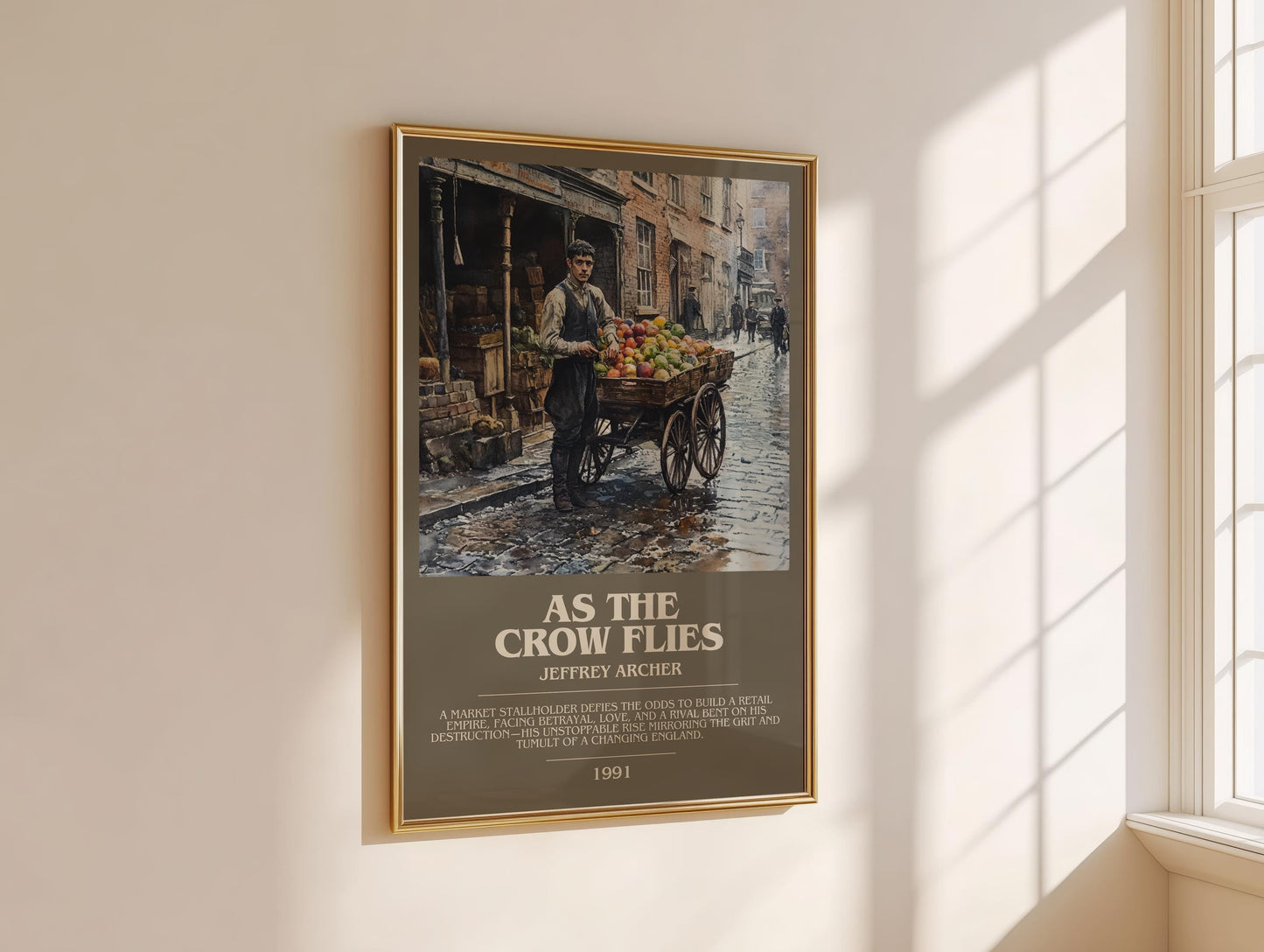 As The Crow Flies by Jeffrey Archer | Descriptive Modern Book Art | Poster