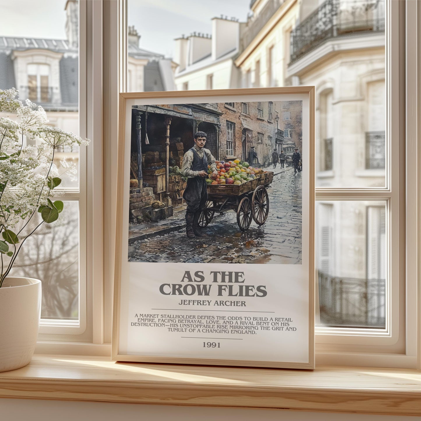 As The Crow Flies by Jeffrey Archer | Descriptive Modern Book Art | Poster