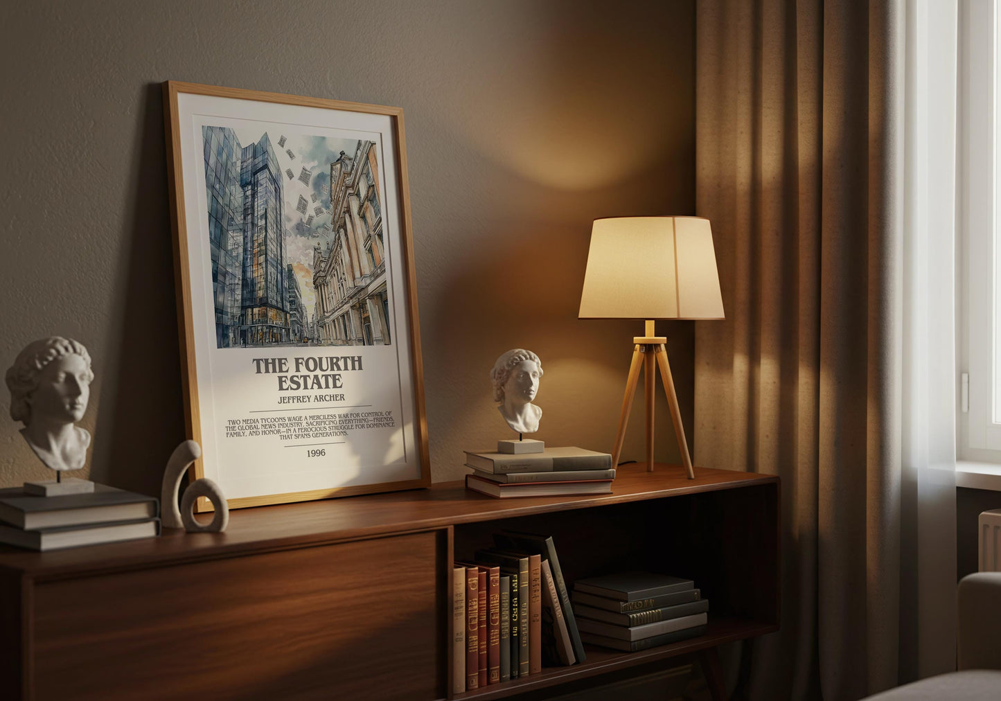 The Fourth Estate by Jeffrey Archer | Descriptive Modern Book Art | Poster