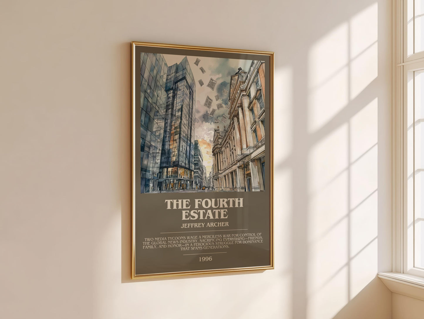 The Fourth Estate by Jeffrey Archer | Descriptive Modern Book Art | Poster