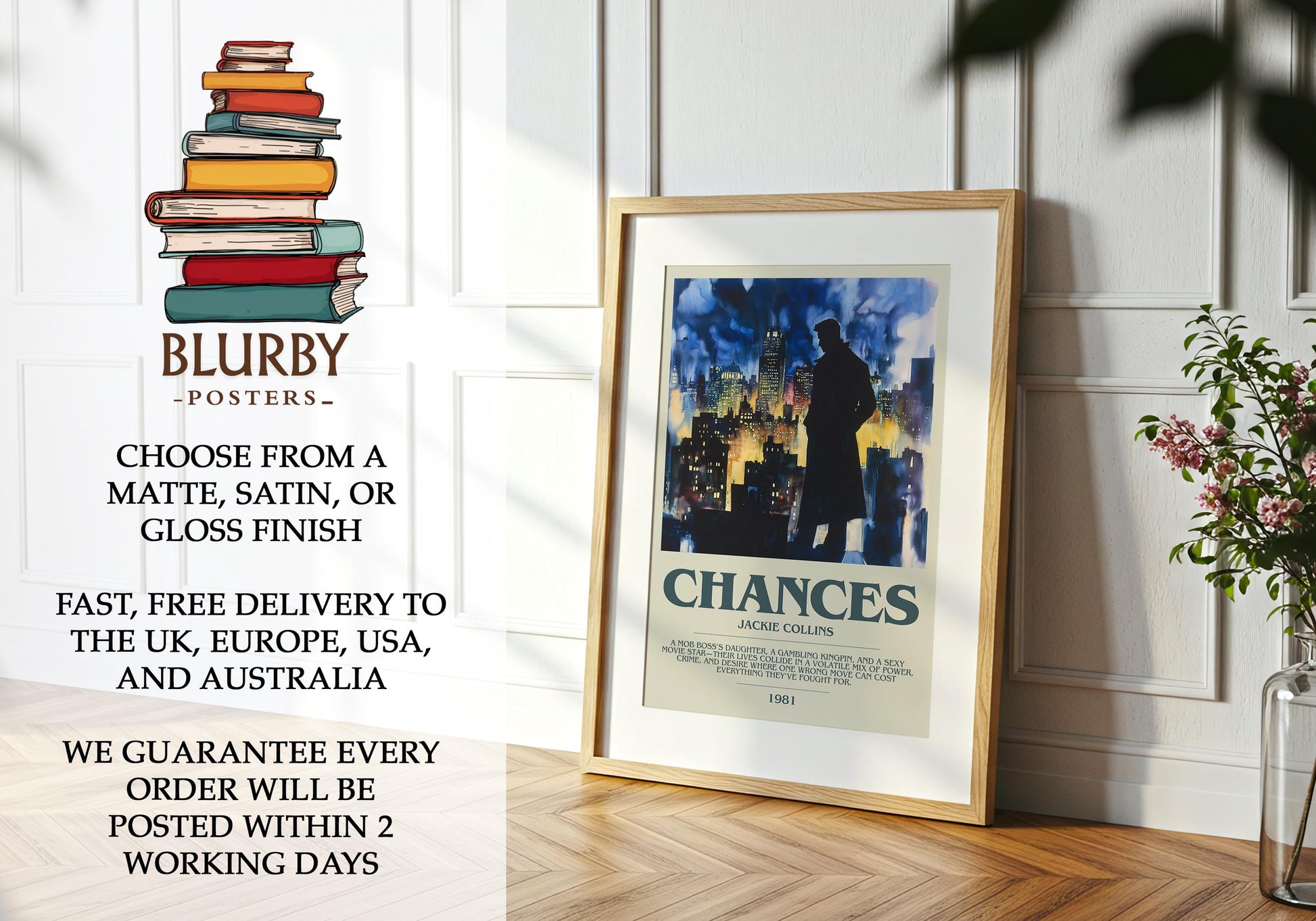 Chances by Jackie Collins | Descriptive Modern Book Art | Poster