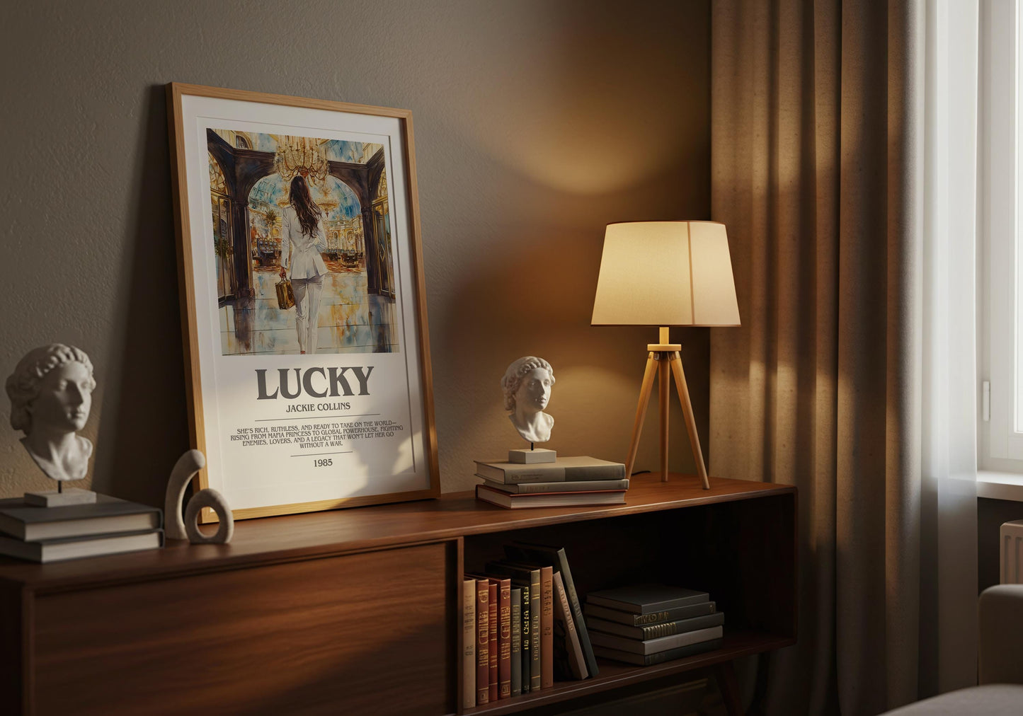 Lucky by Jackie Collins | Descriptive Modern Book Art | Poster