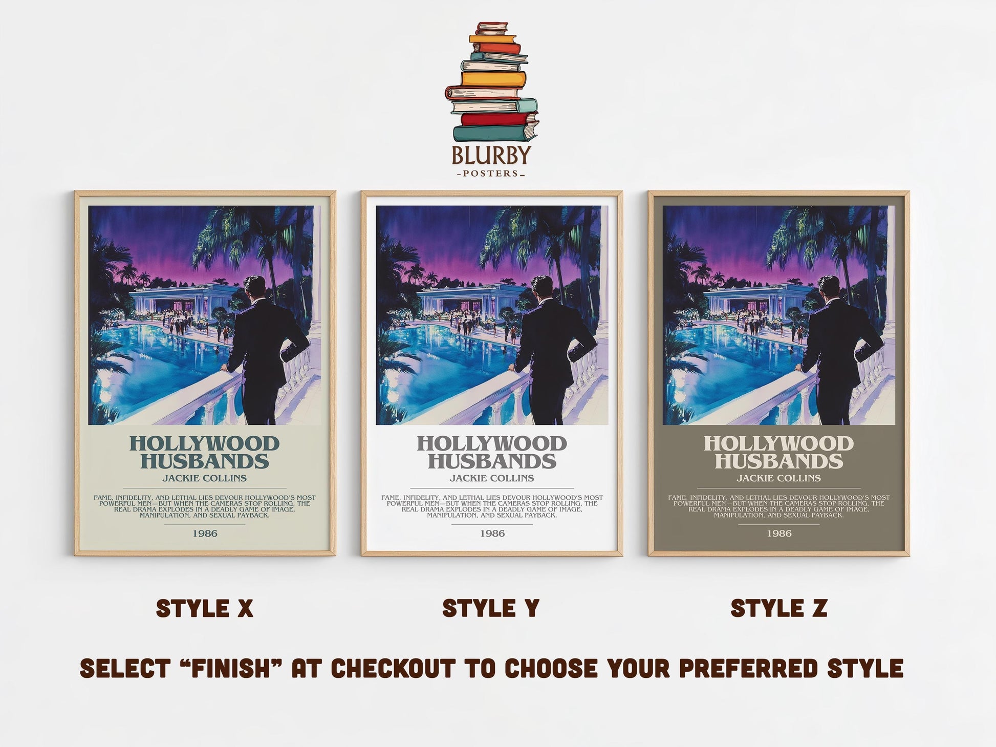 Hollywood Husbands by Jackie Collins | Descriptive Modern Book Art | Poster