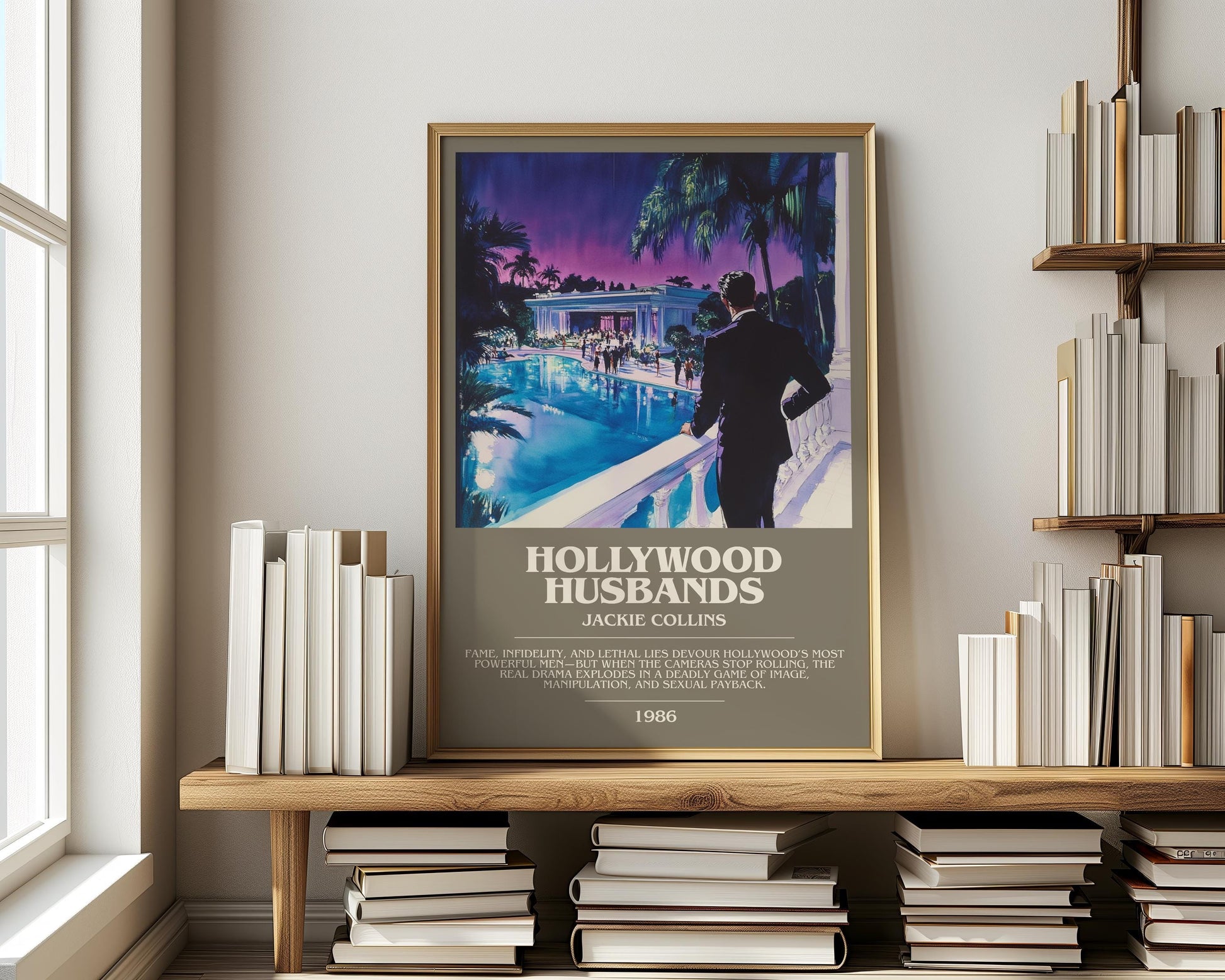 Hollywood Husbands by Jackie Collins | Descriptive Modern Book Art | Poster