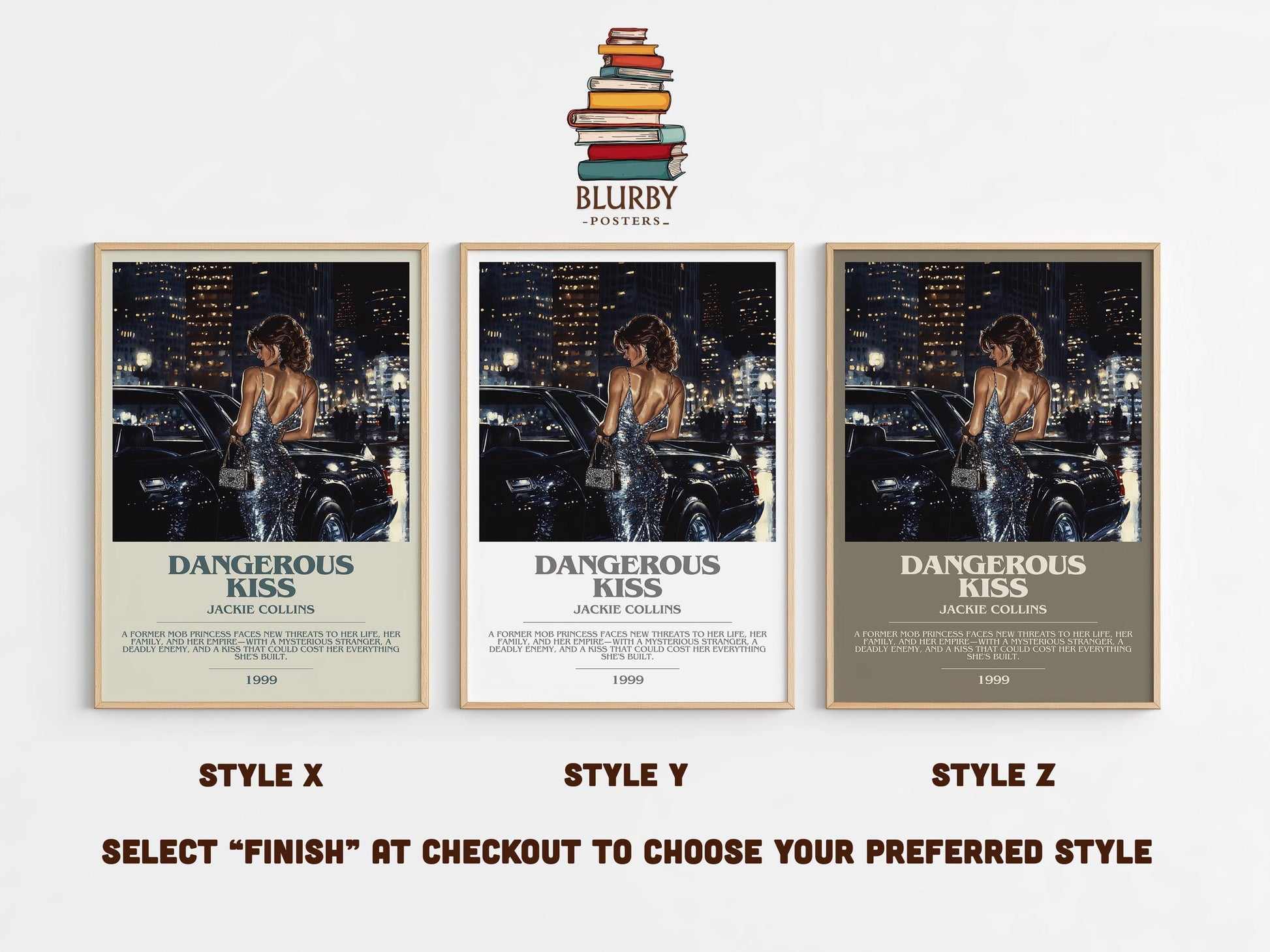 Dangerous Kiss by Jackie Collins | Descriptive Modern Book Art | Poster