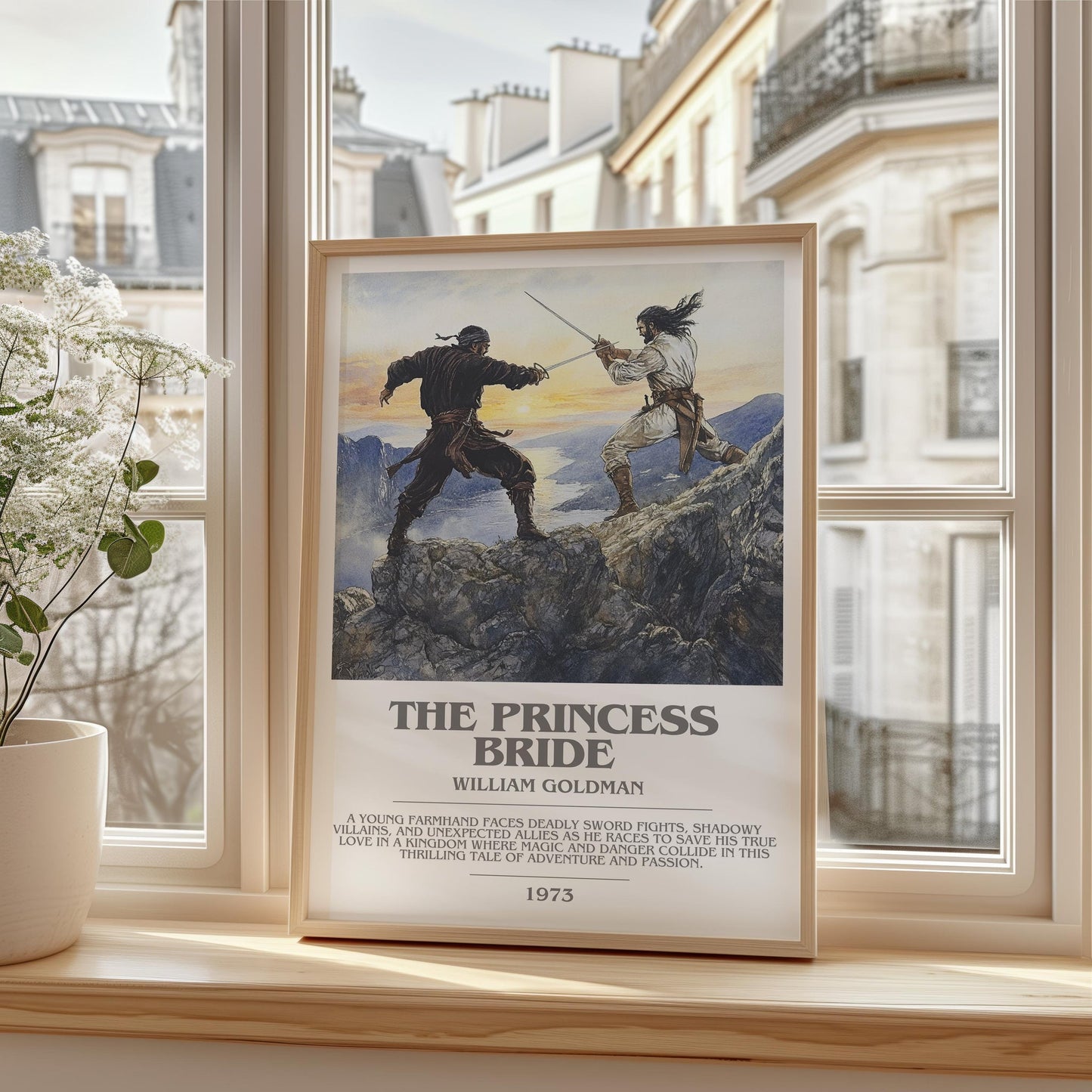 The Princess Bride bookish print framed by window – literary home decor