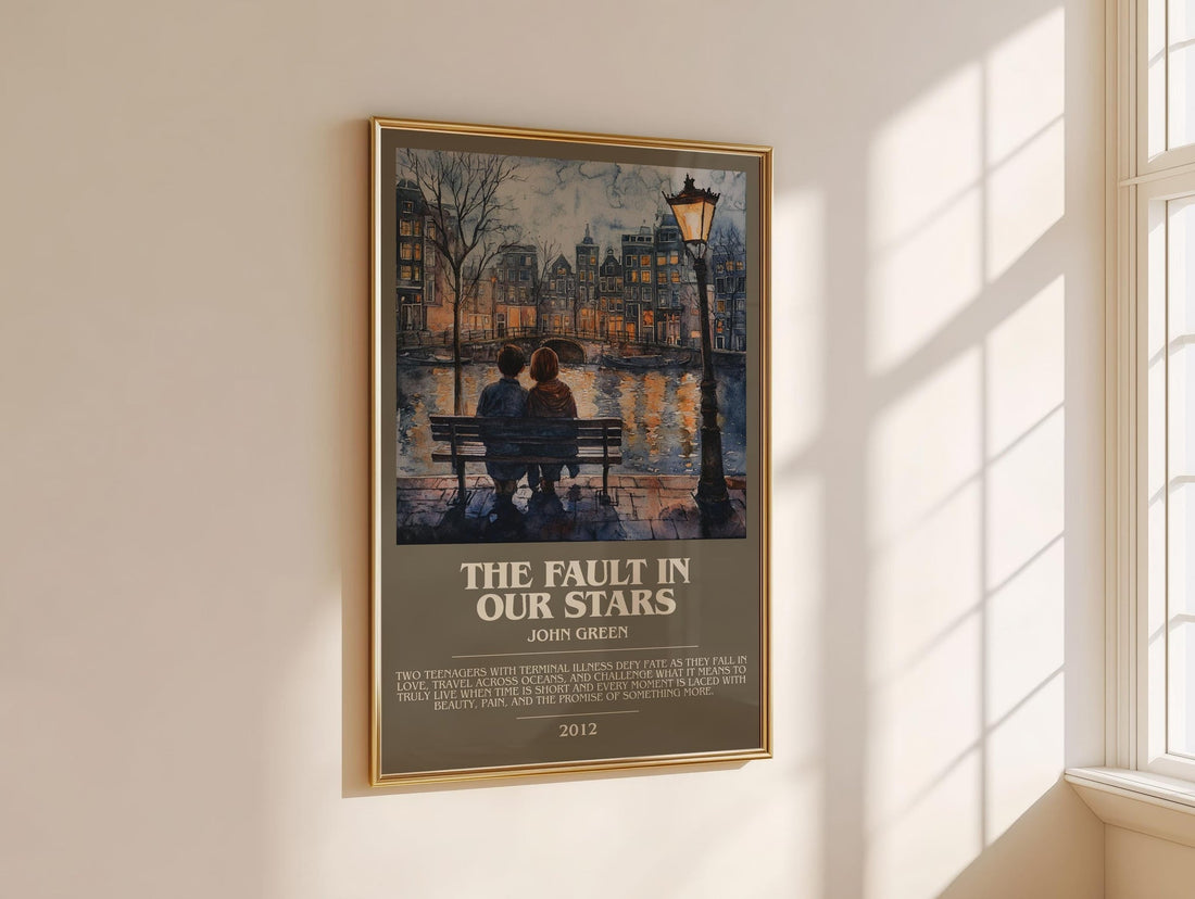 The Fault in Our Stars bookish book poster framed on wall – young adult wall art (mockup)