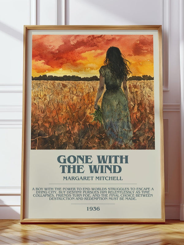 Gone with the Wind bookish print in frame leaning in hallway – historical fiction wall art
